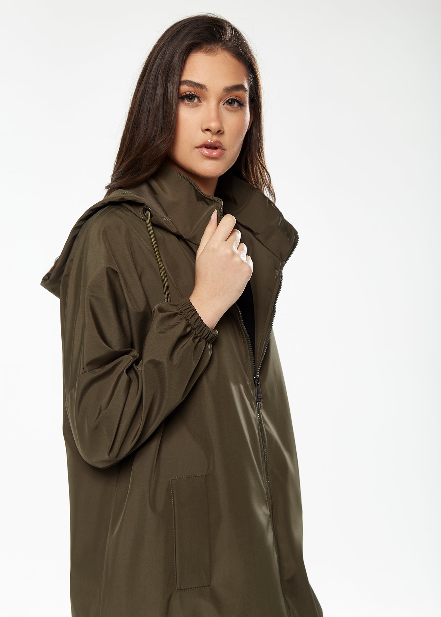 Women's Never Give Up Parka in Khaki with Full-Length Sleeves, Eye-Catching Embroidery, and Practical Side Pockets