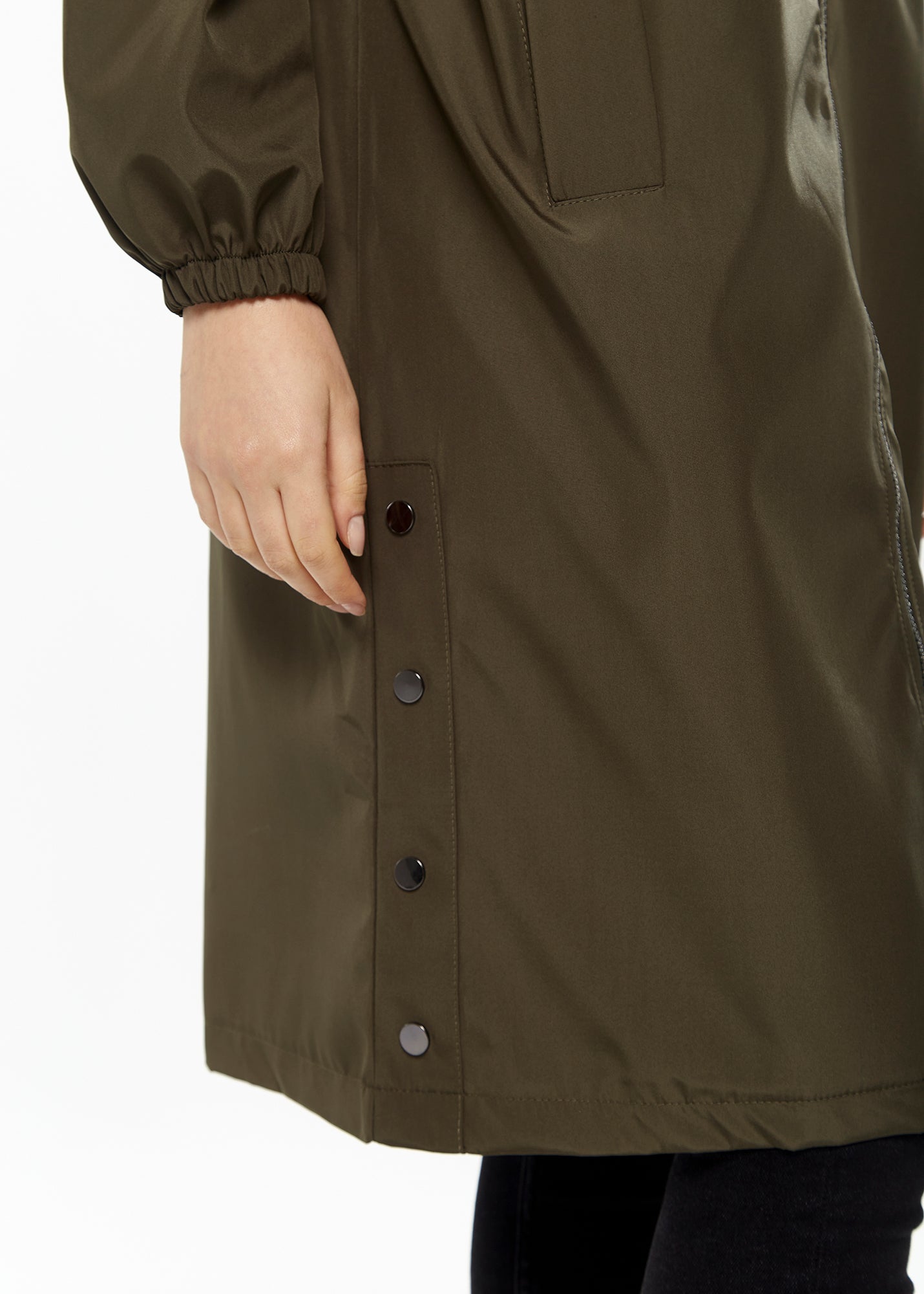 Women's Never Give Up Parka in Khaki with Full-Length Sleeves, Eye-Catching Embroidery, and Practical Side Pockets