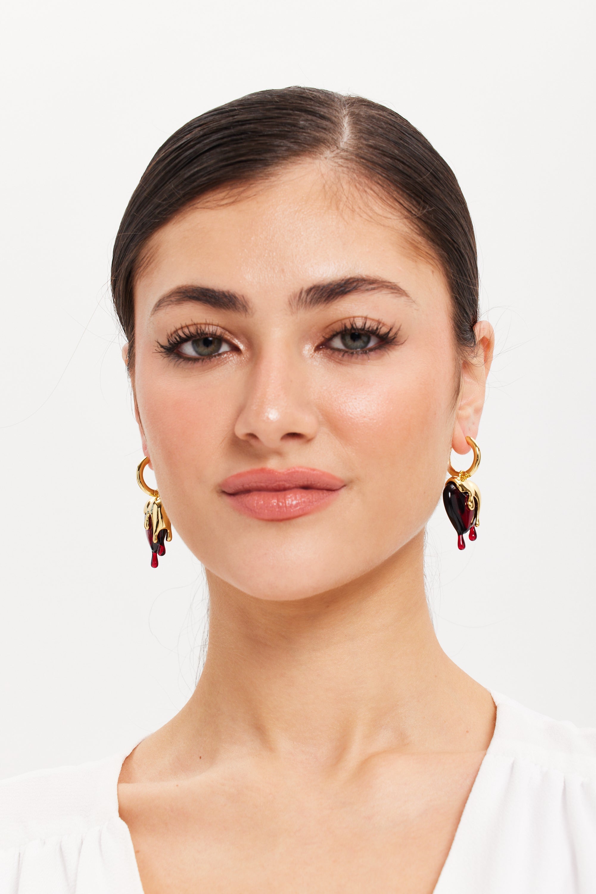 Liquorish Gold Drip Heart Hoop Earrings