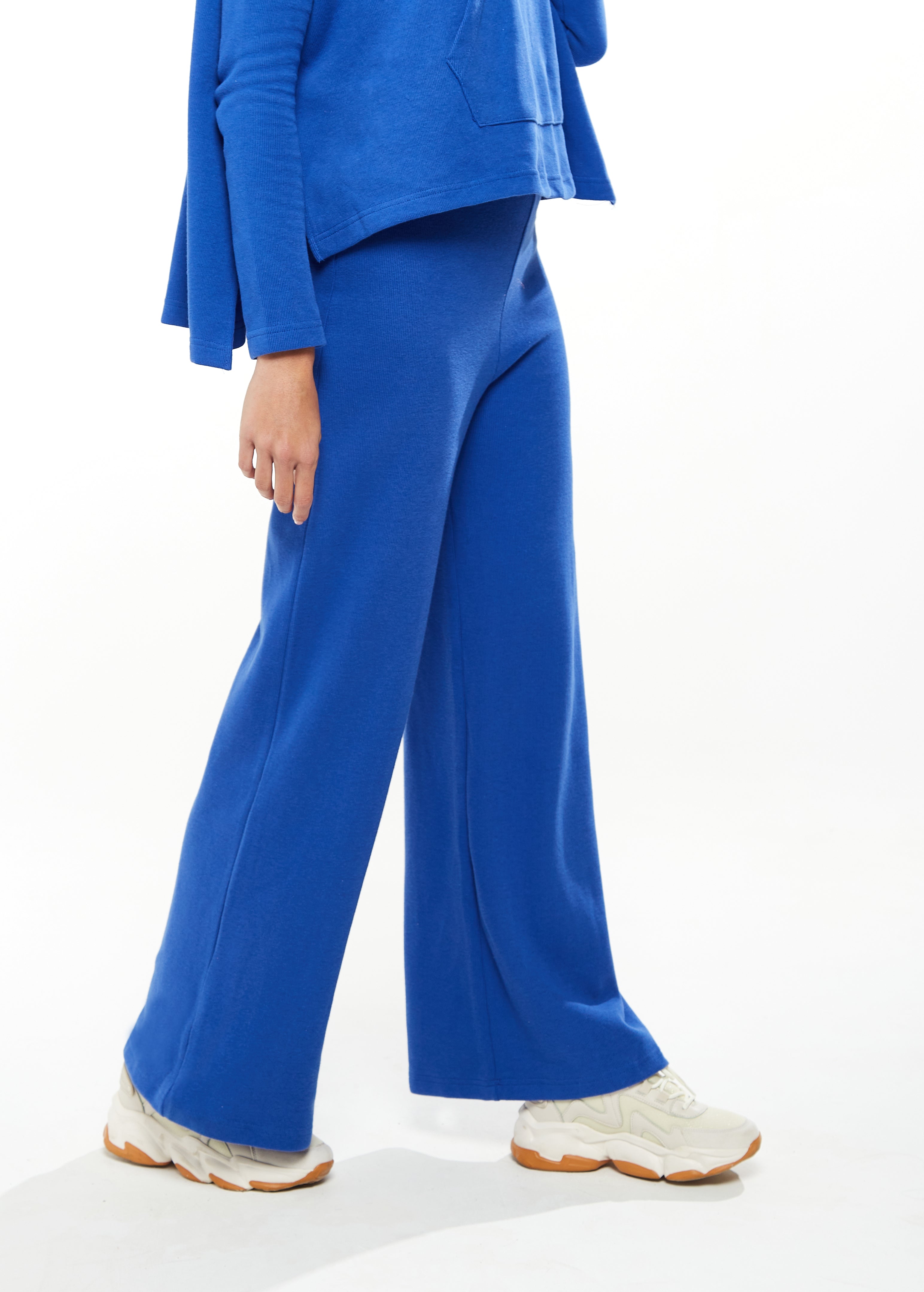 Women's Trousers in Royal Blue, Wide-Leg Shape, Regular Fit, Elasticated Waist - Liquorish