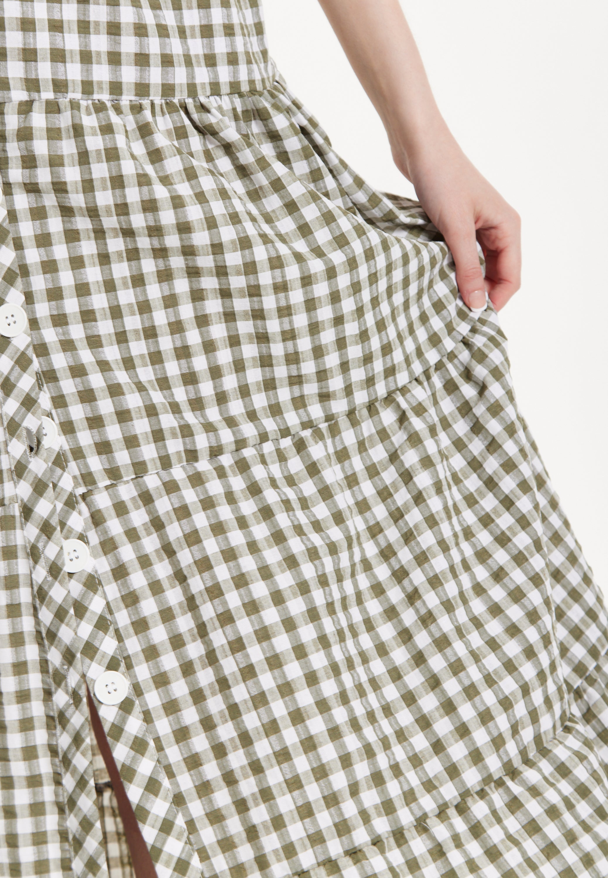 Gingham Tiered Maxi Chekered Dress