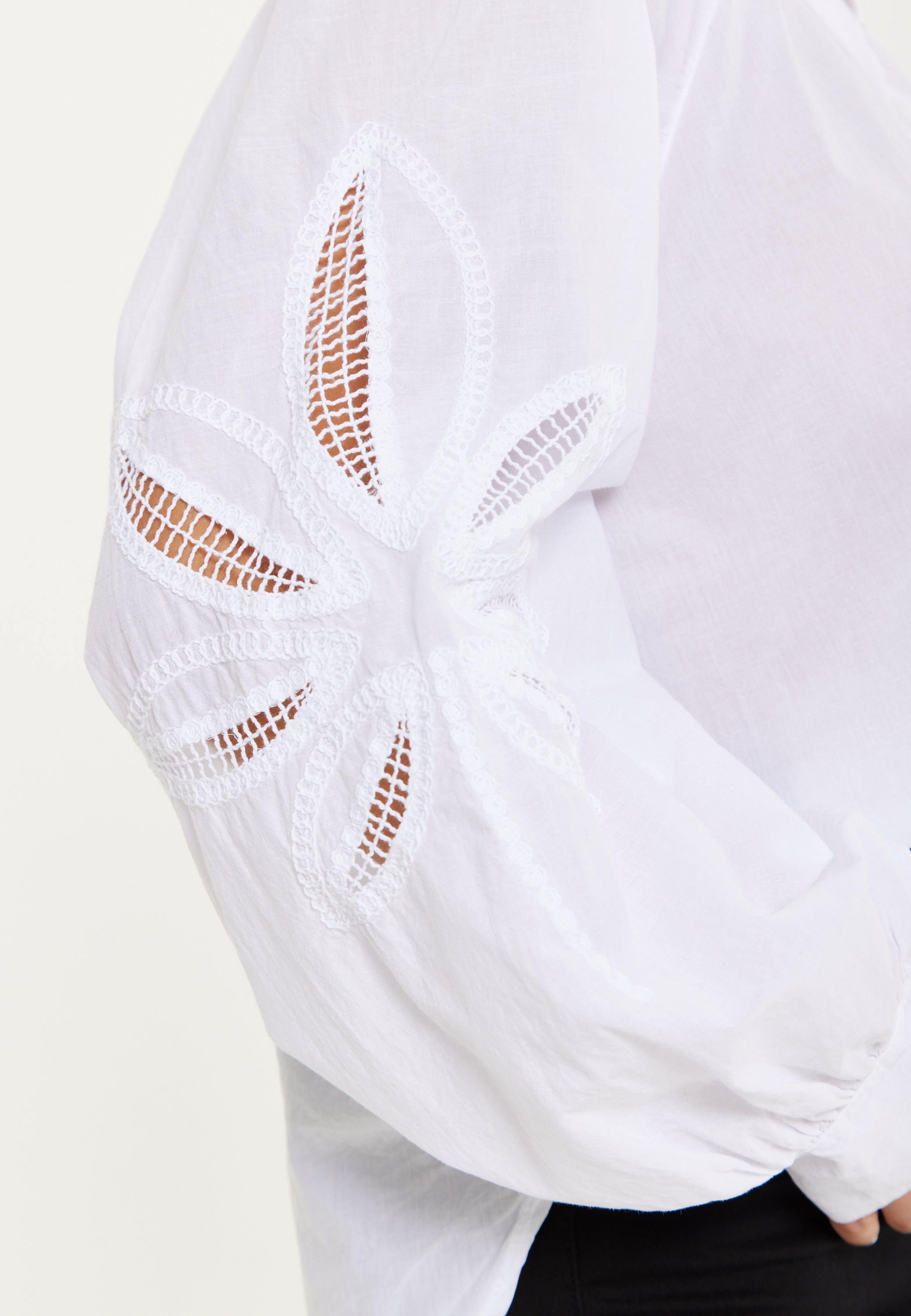 White Cut-Out Sleeve Blouse