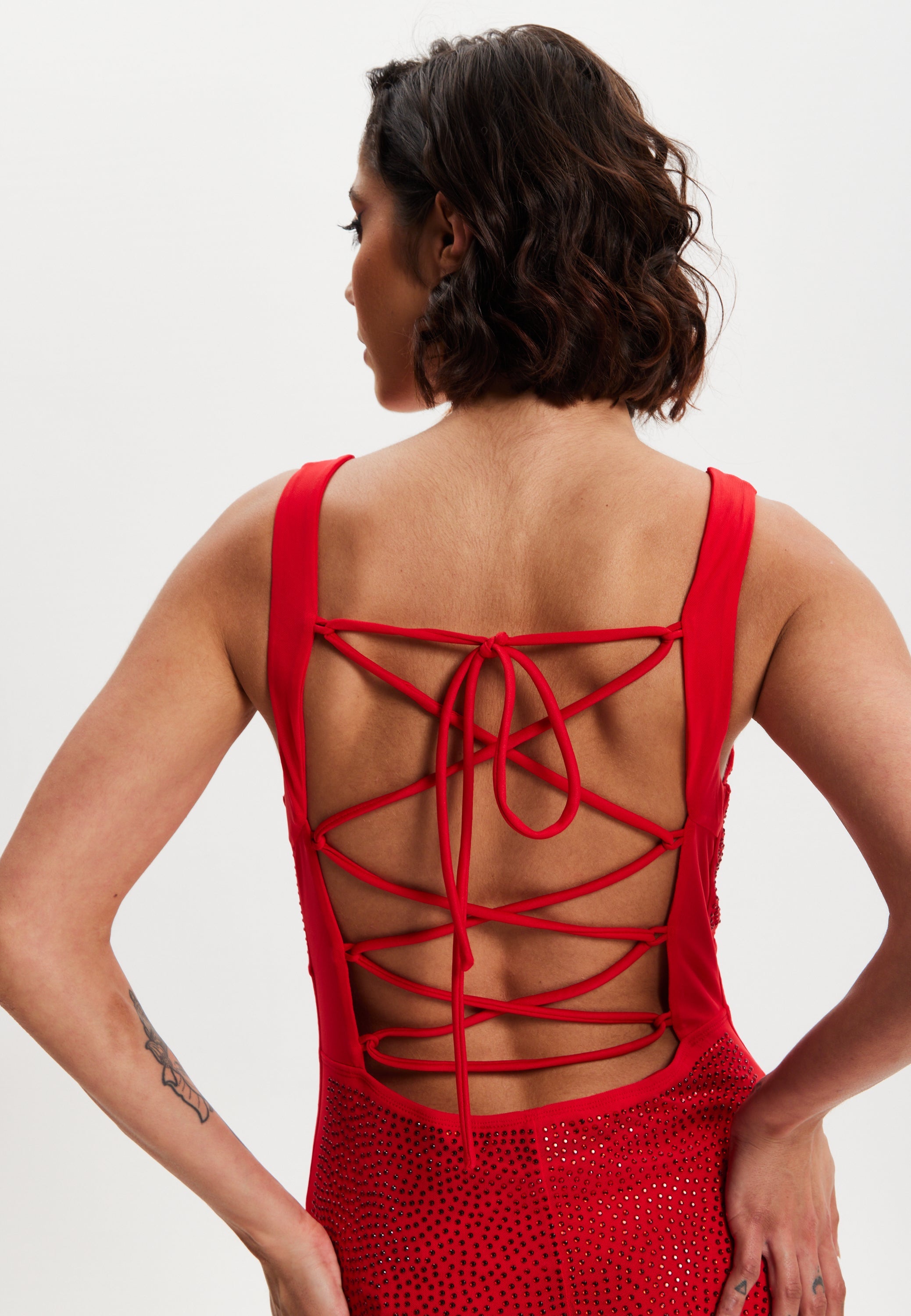 Women’s Maxi Dress in Red with Sleeveless Design and Open Back Detail, Perfectly Dazzling - Liquorish