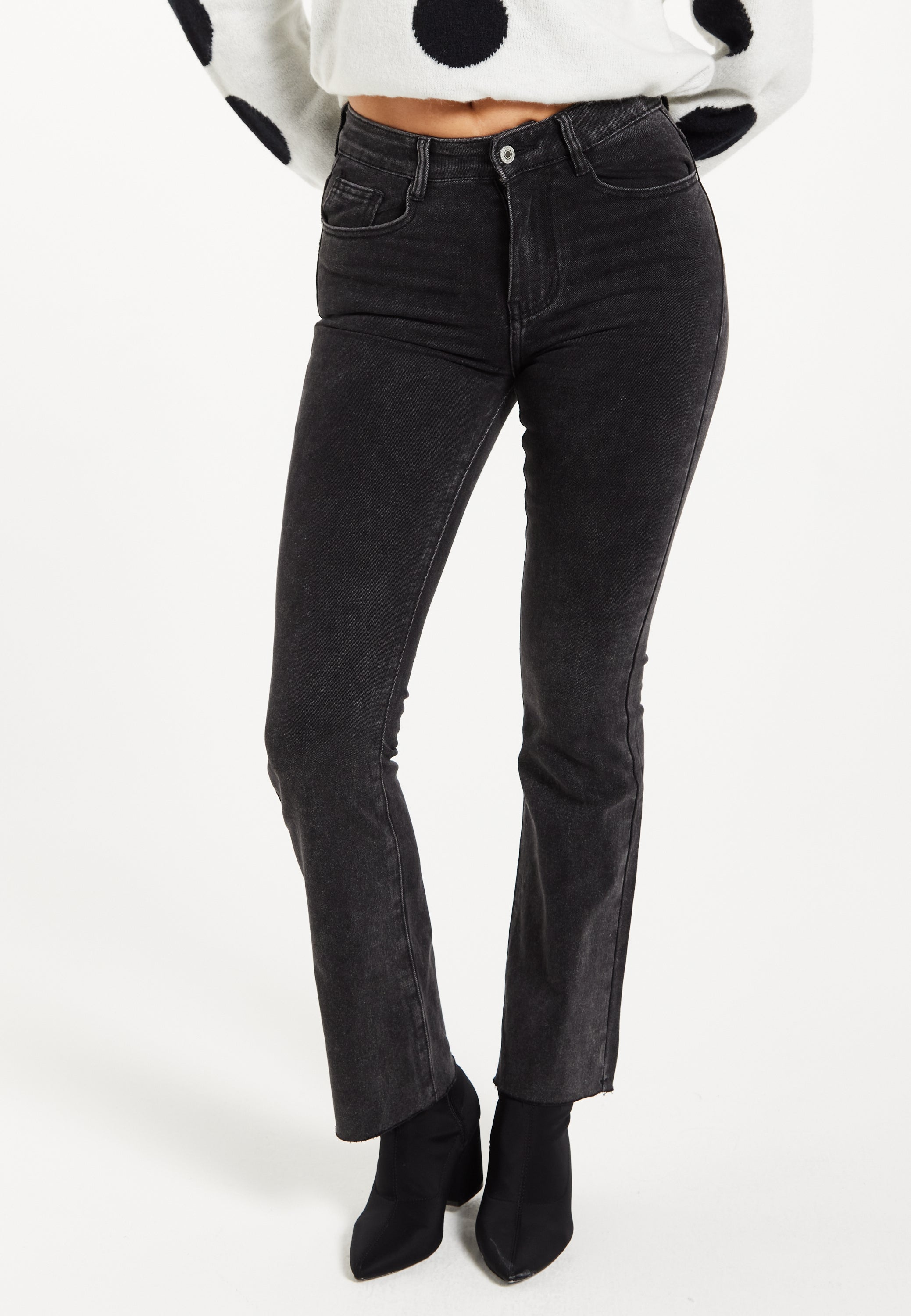 Women's Trousers: High-Waisted Black Jeans with Flattering Fit, Versatile Style, and Comfort - Liquorish