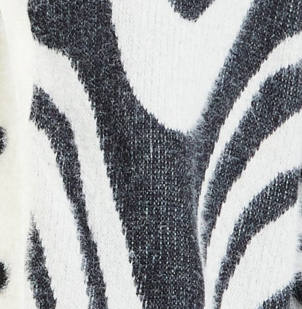 Women's Cardigan - Fluffy Black and White Cropped with Long Sleeves, Button-Up Design, by Liquorish