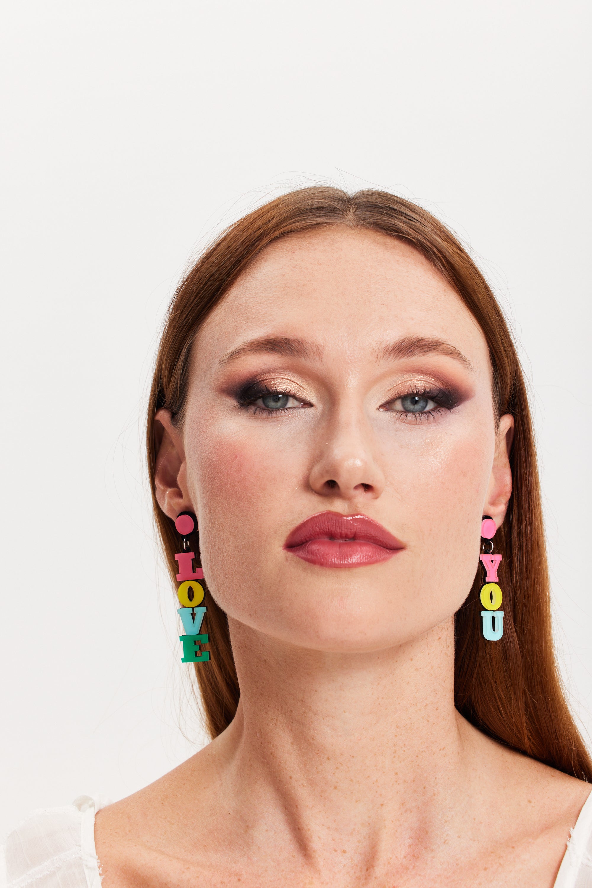 Liquorish "Love You" Drop Style Earrings In Multi Colour