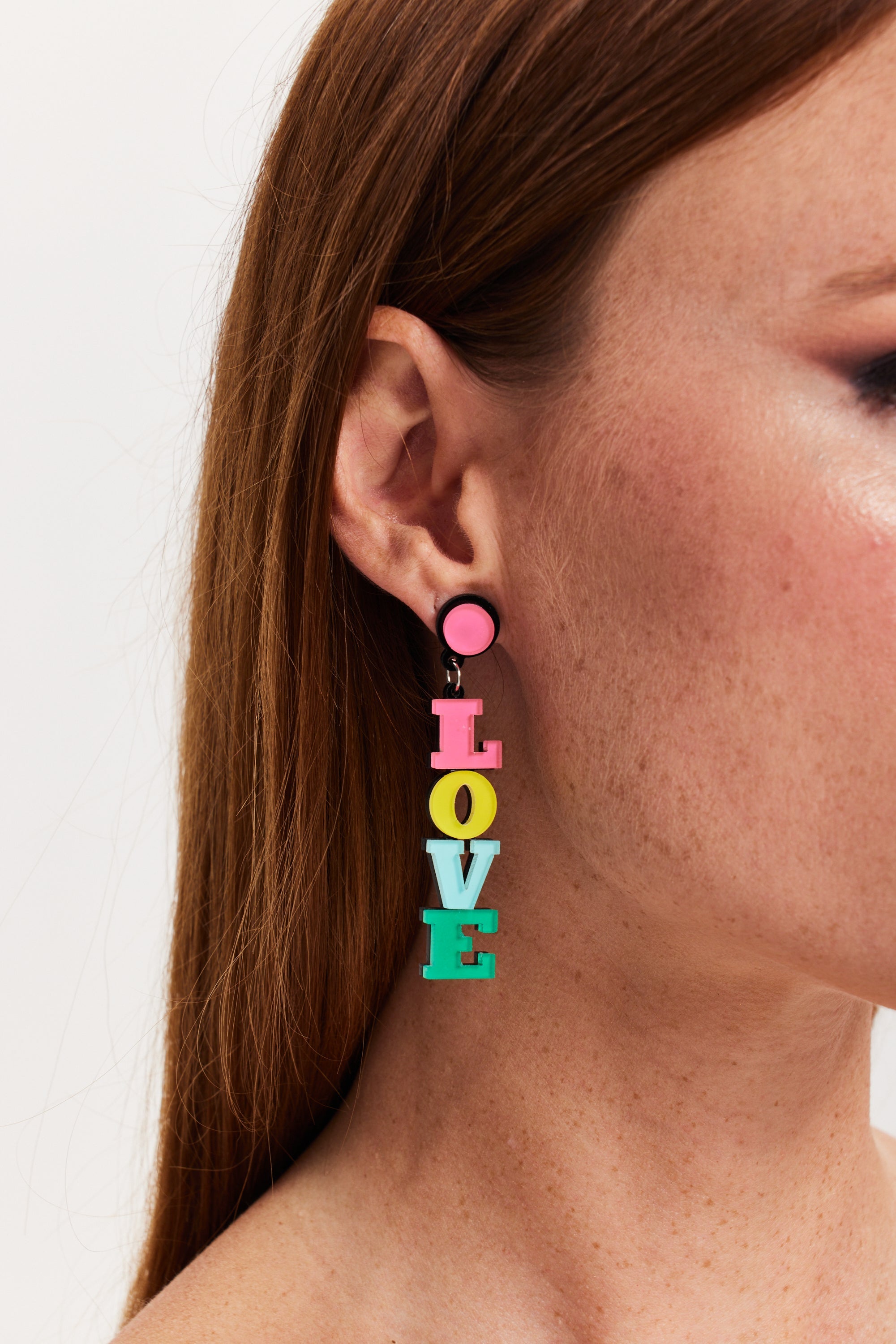 Liquorish "Love You" Drop Style Earrings In Multi Colour