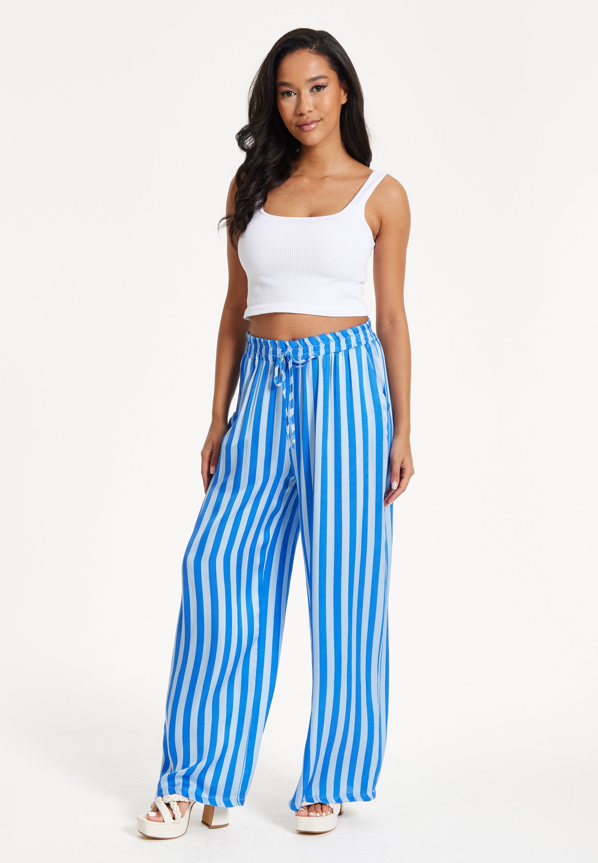 Striped Wide Leg Trousers
