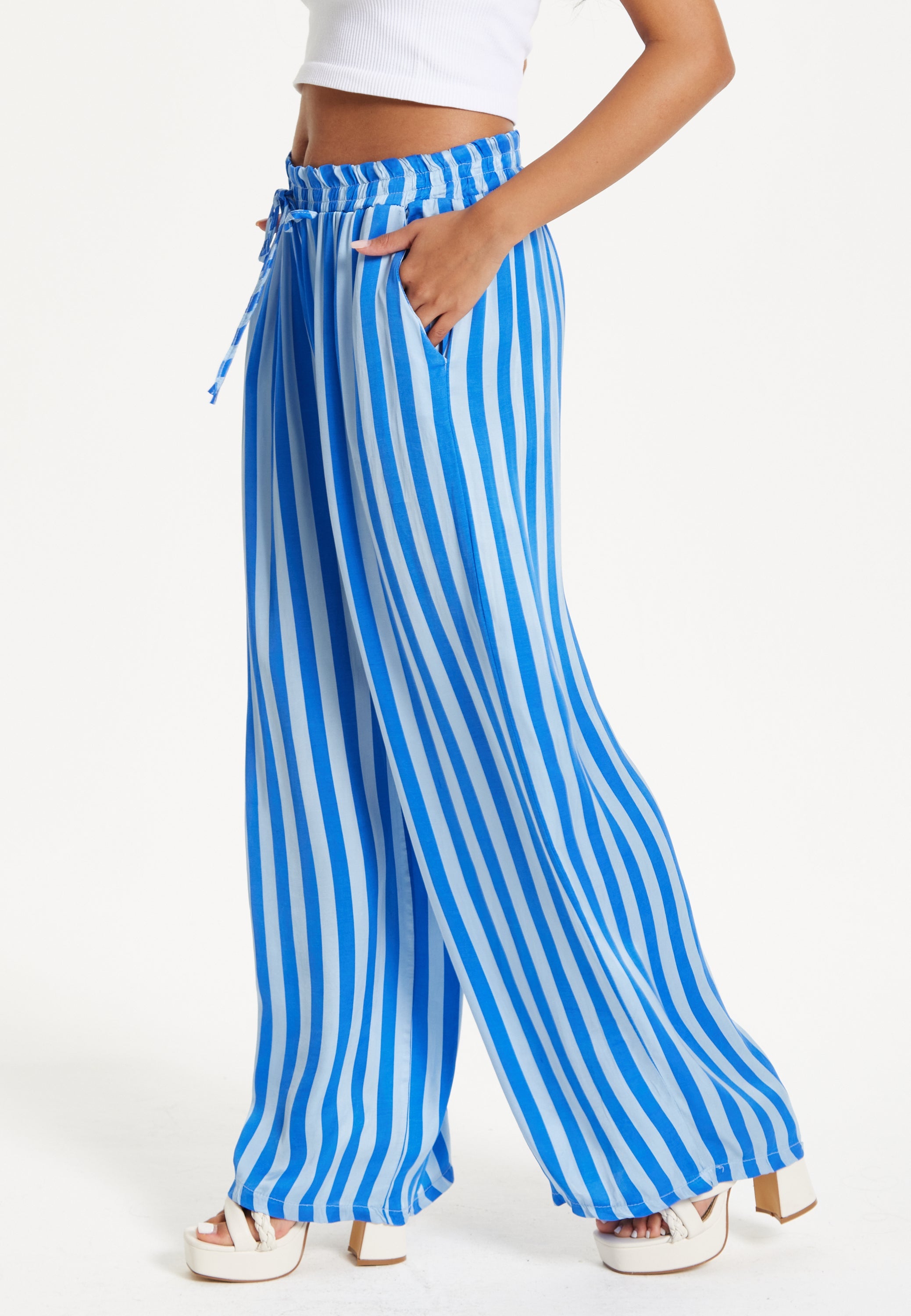 Striped Wide Leg Trousers