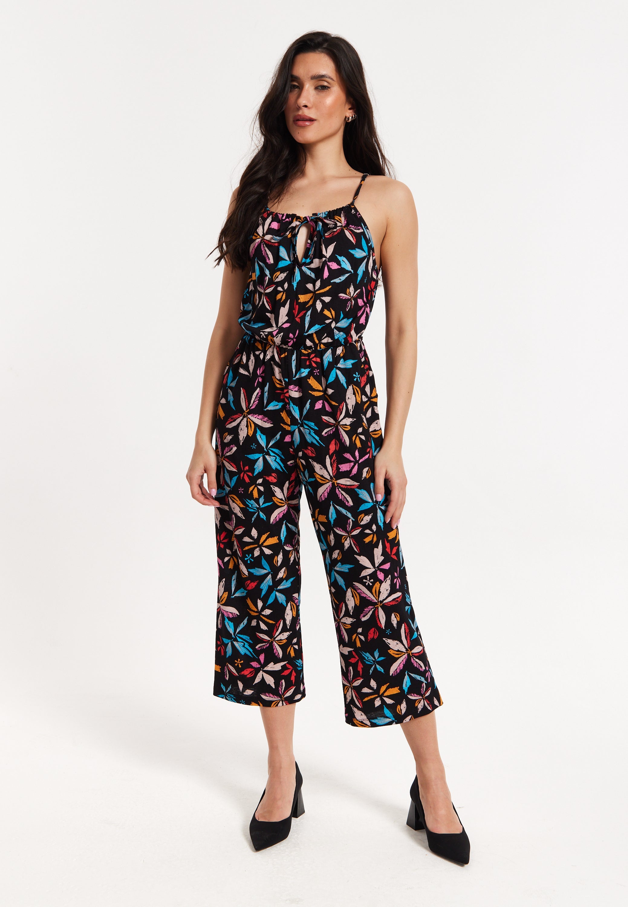 Floral Print Sleeveless Jumpsuit