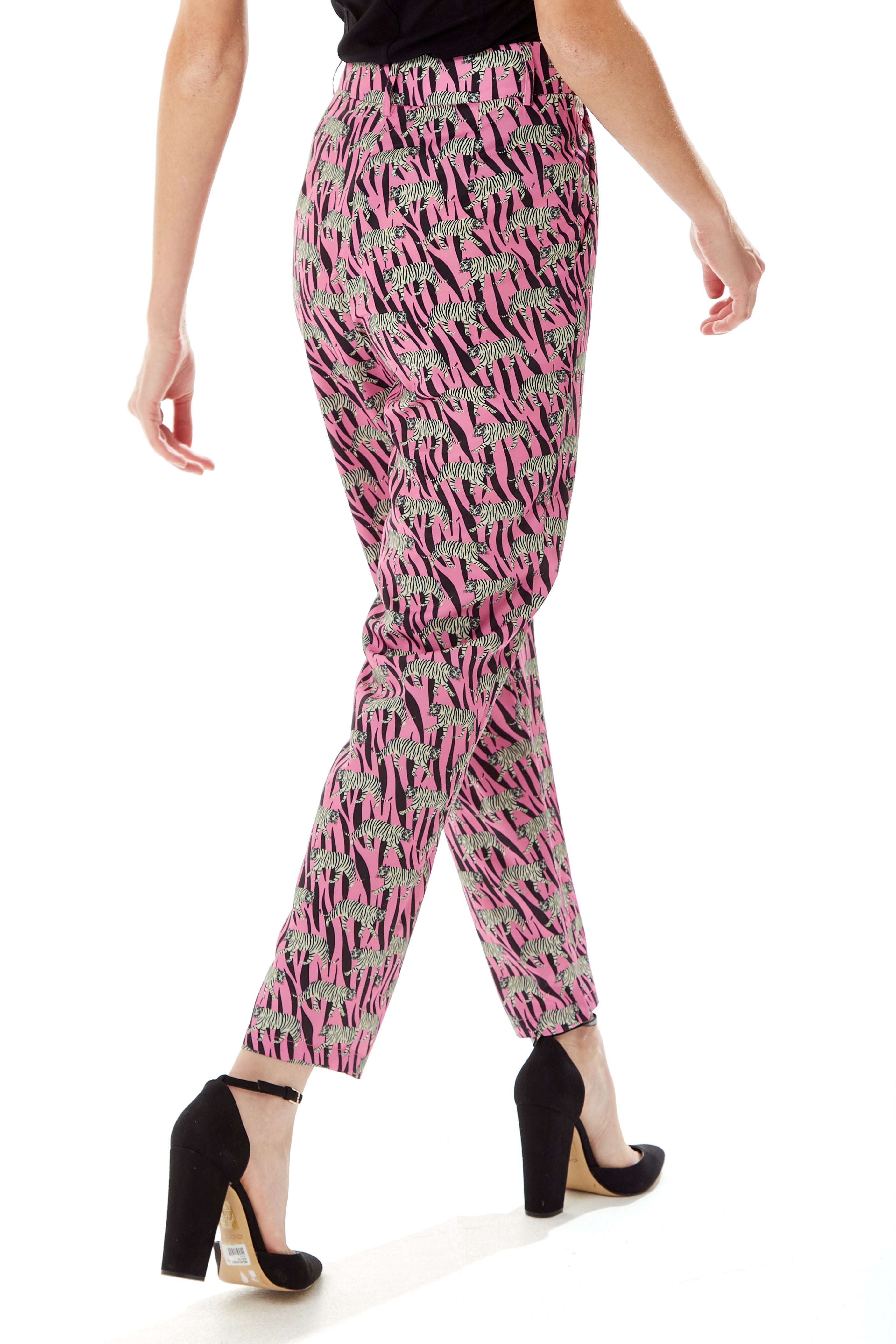 Women's Trousers in Purple with Straight Leg and Animal Print Design - Tailored Fit by Liquorish