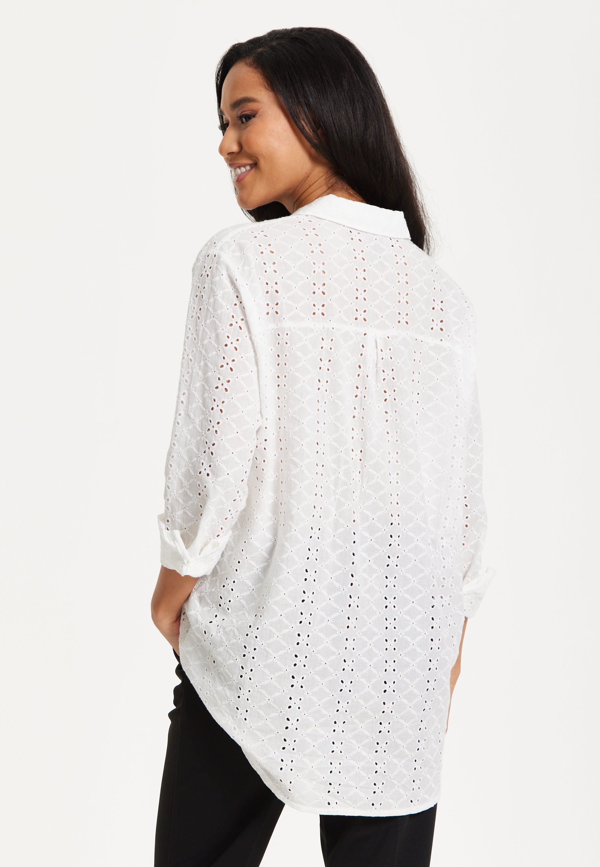 White Broderie Button-Up Shirt