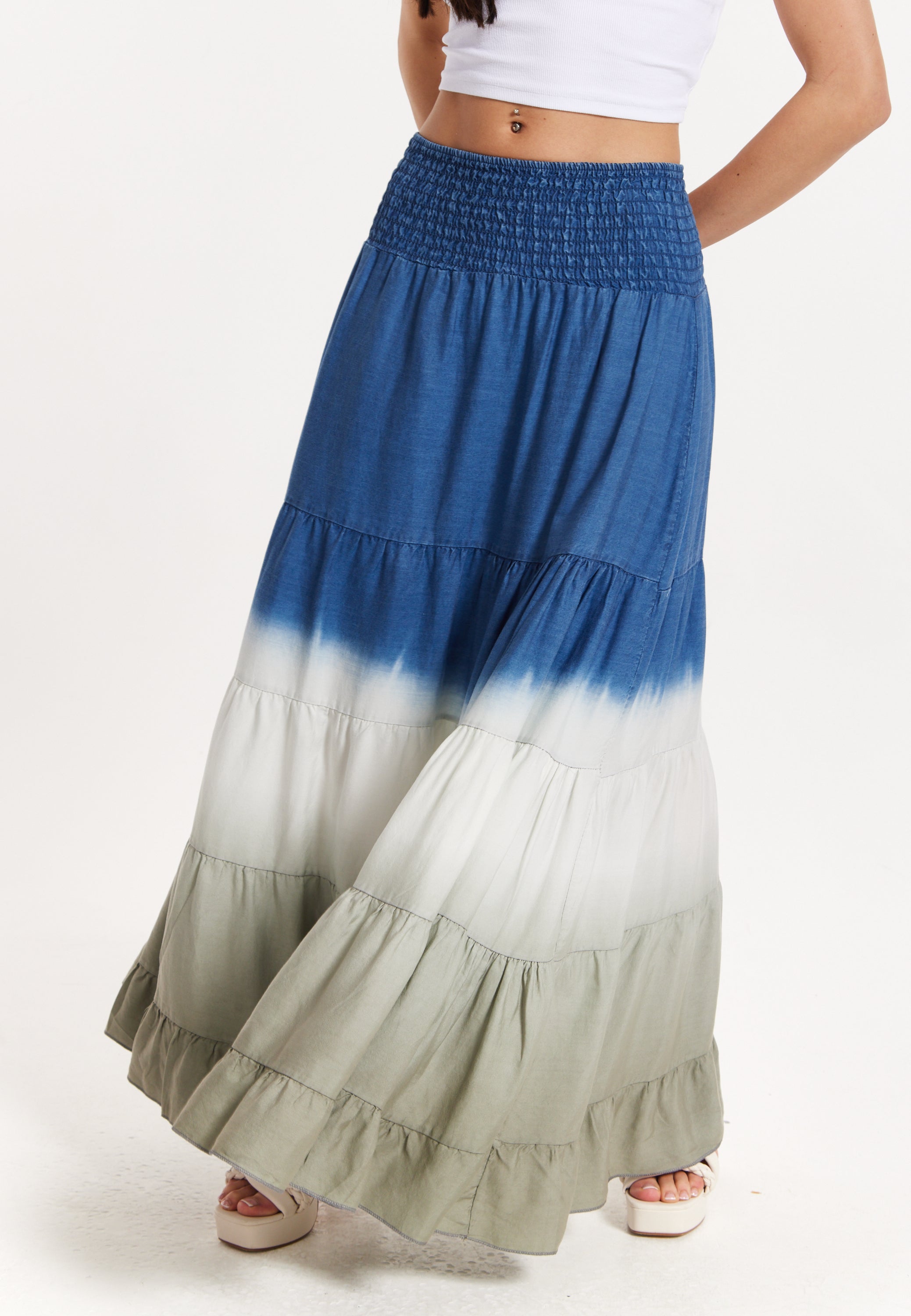 Ombre Smocked Waist Maxi Skirt