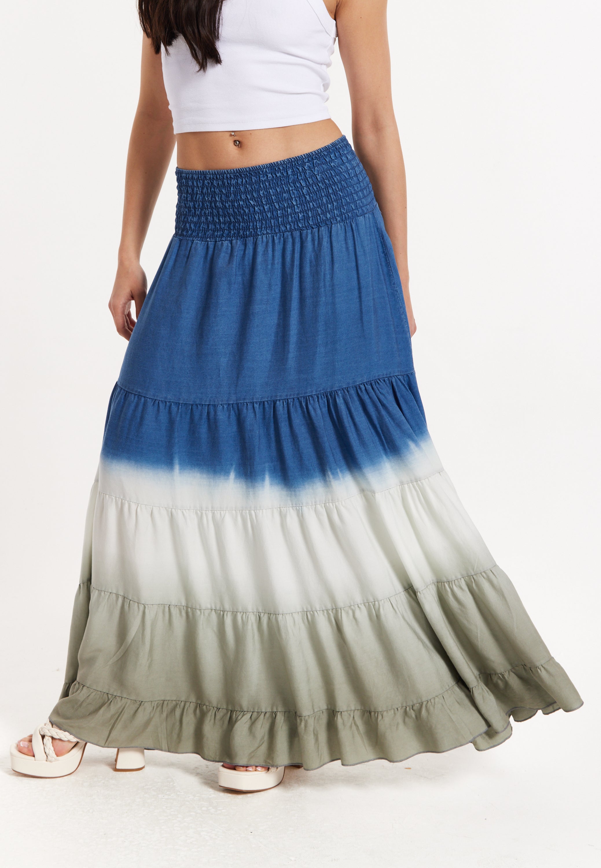 Ombre Smocked Waist Maxi Skirt
