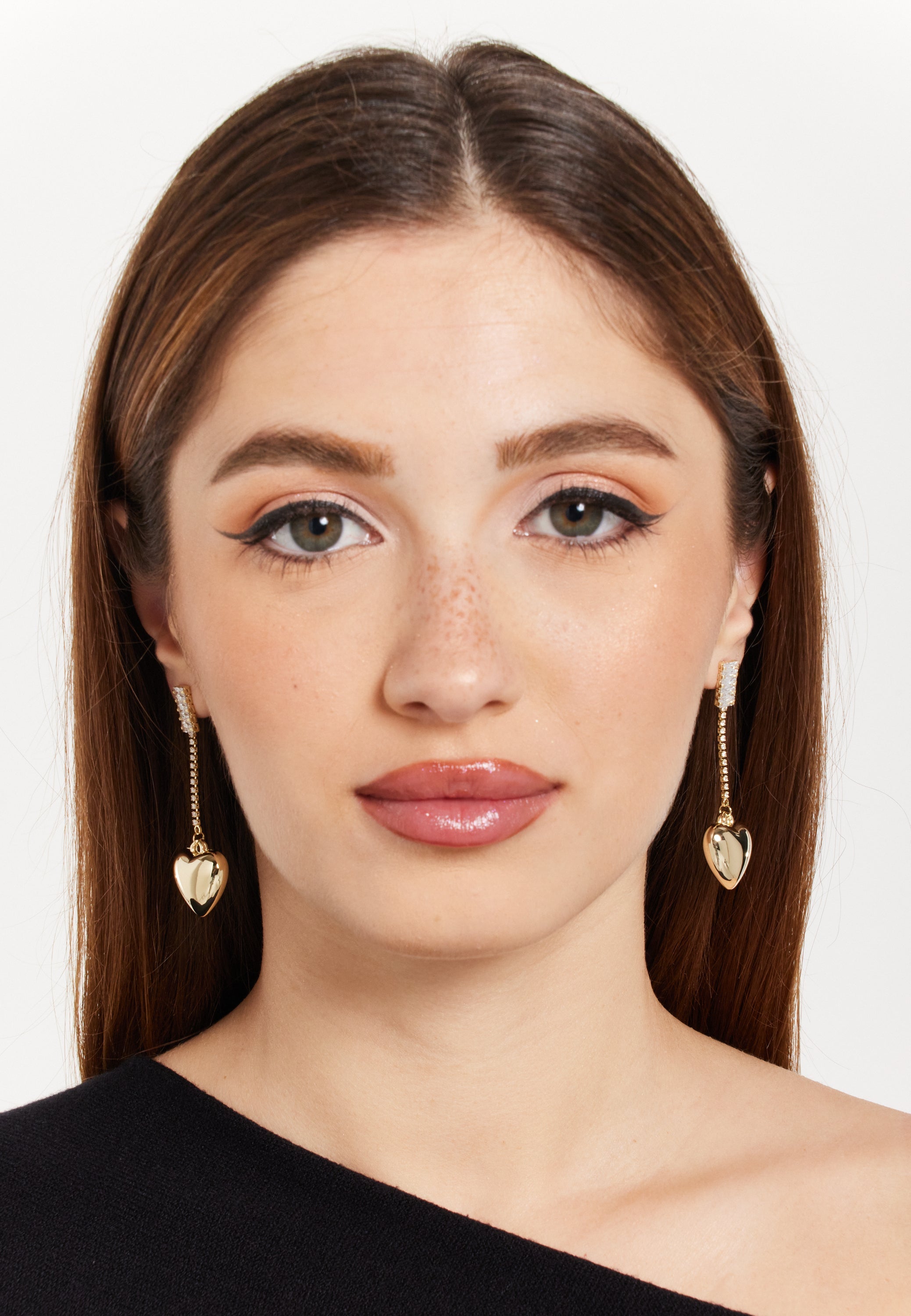 Crystal Diamond Heart Glass Earrings