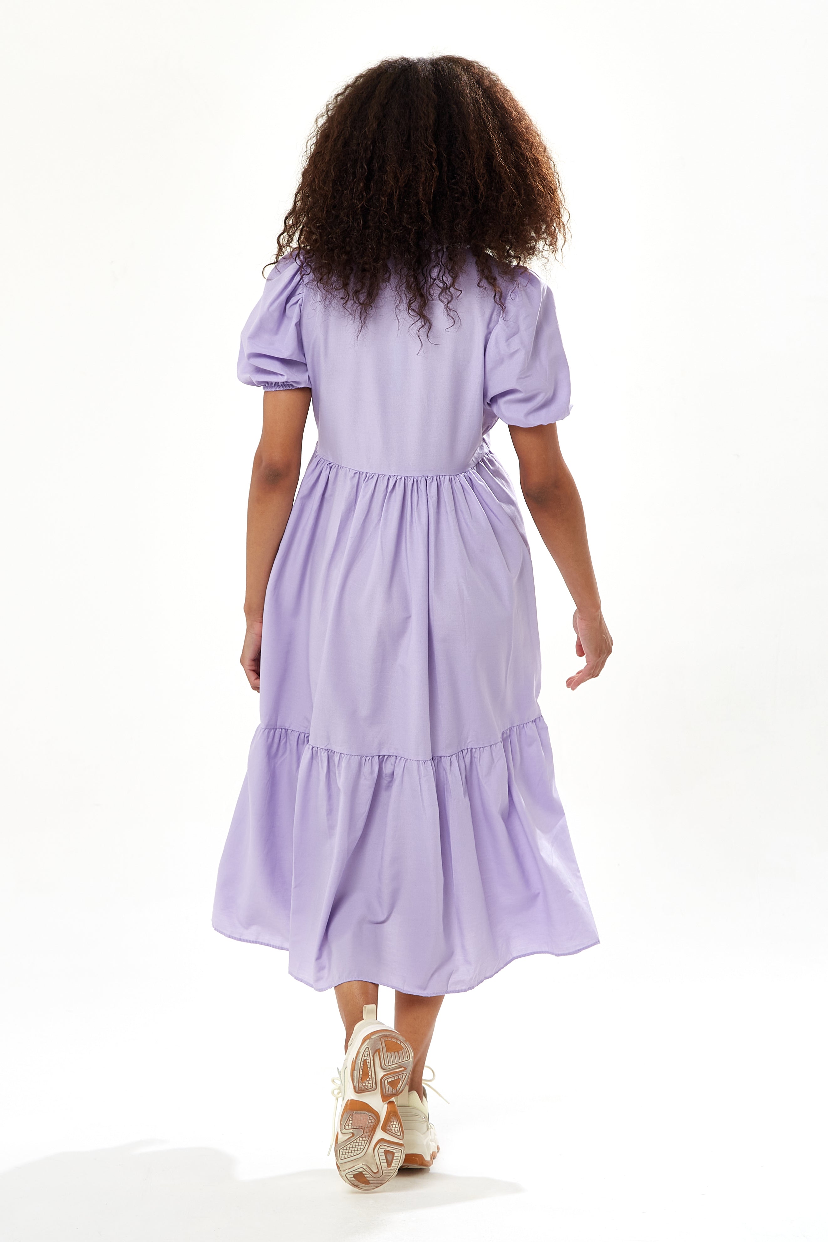 Women's Midi Dress with Short Sleeves in Lilac - Divine Grace by Liquorish