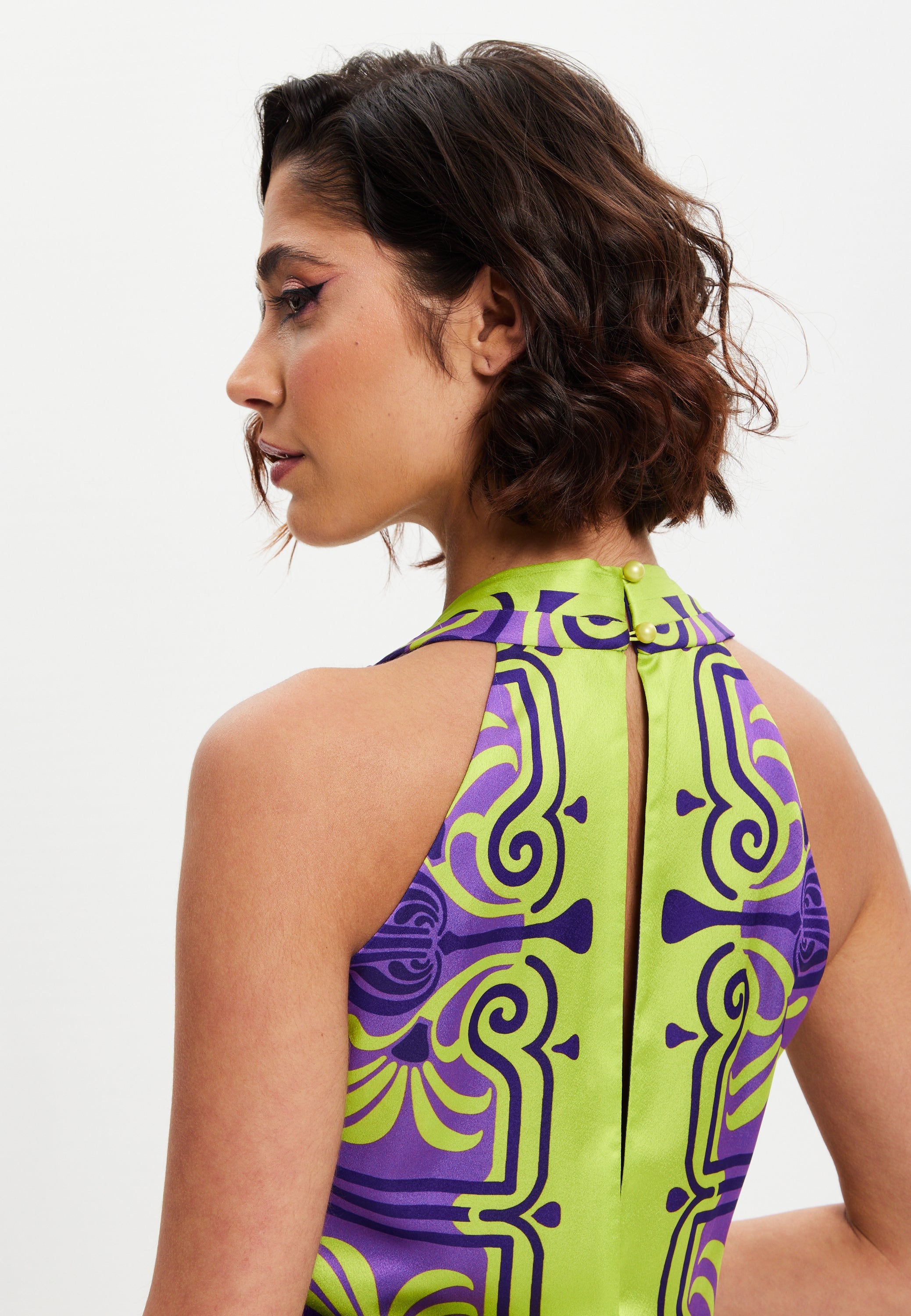 Women's Jumpsuit with V Neck, Wide Palazzo Legs, Elasticated Waist, Regular Fit, Printed Design - Liquorish