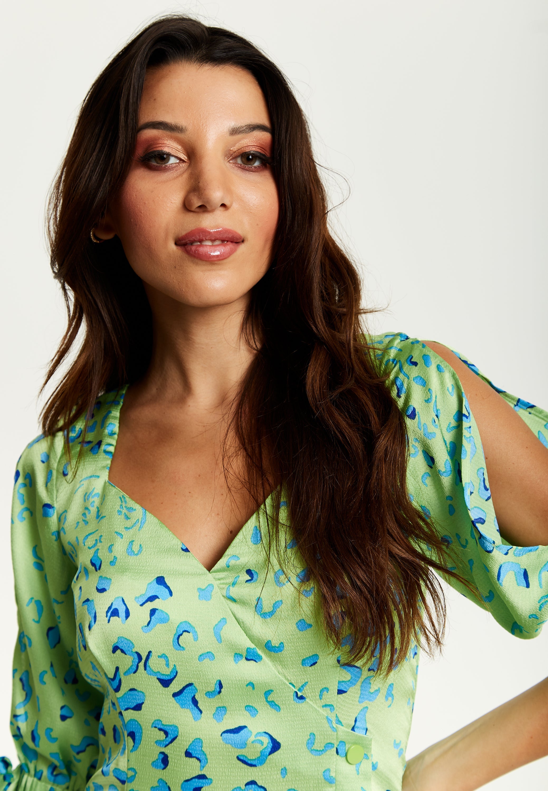 Women's Mini Dress in Mint with Tie-Up Sleeves and Back Detail - Stylish Liquorish