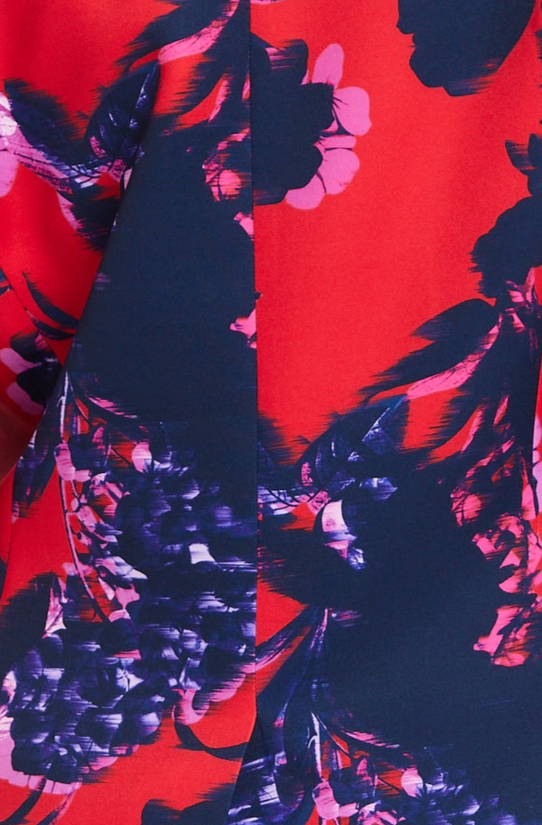 Women's Floral Print Blazer with Faux-Fur Cuffs and Fluffy Trim - Regular Fit by Liquorish