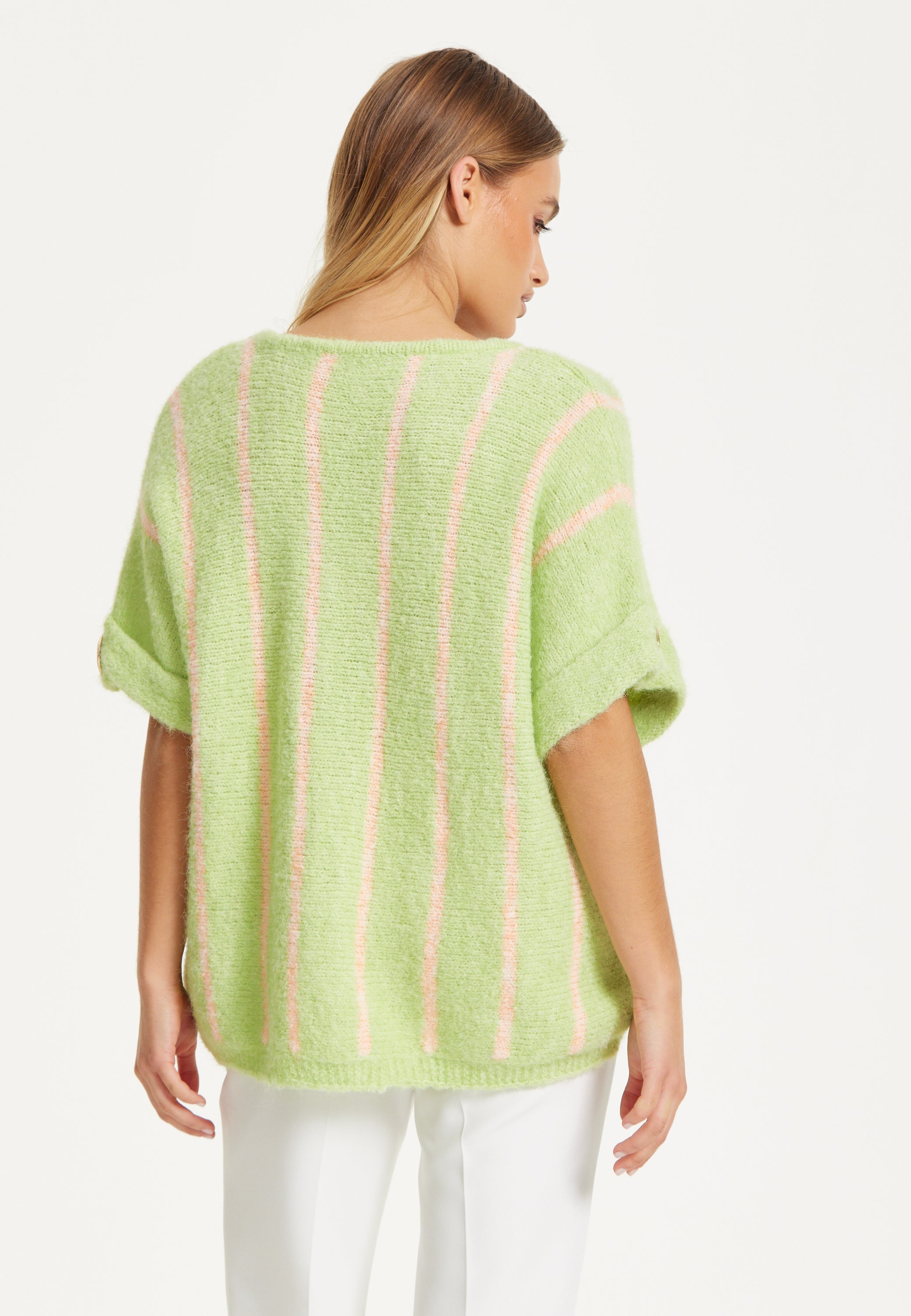 Green Striped Summer Knit Top