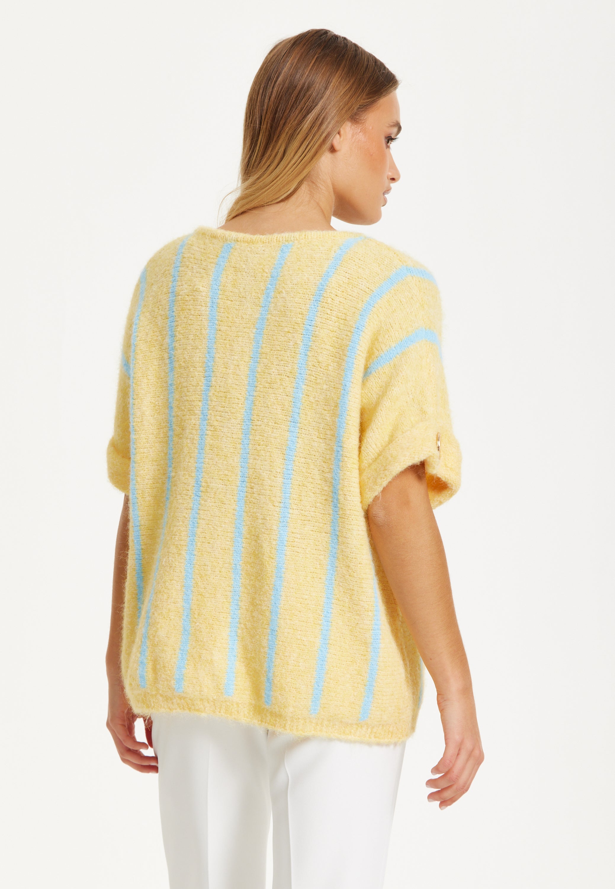 Yellow and Blue Striped Knit Top