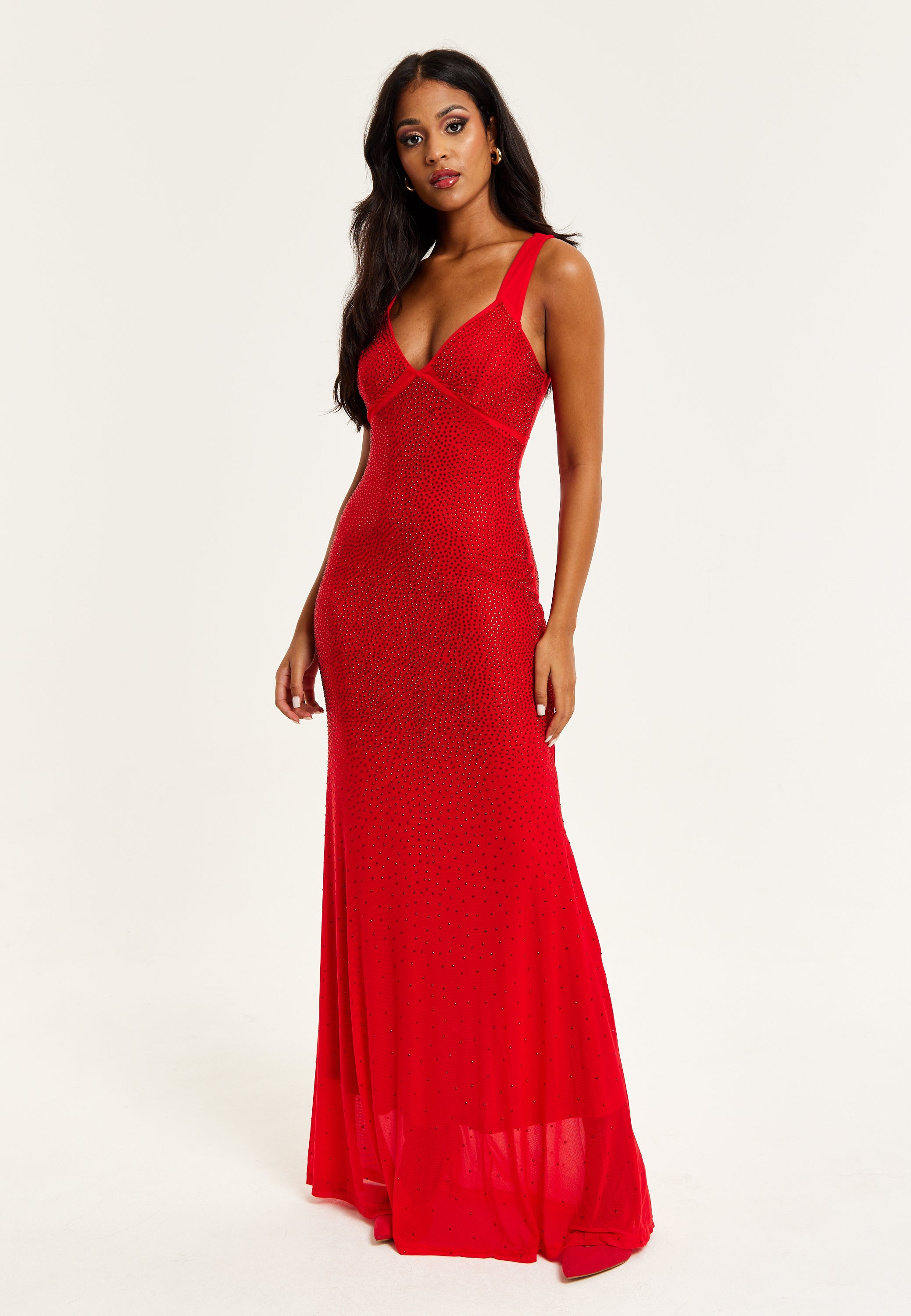 Women’s Maxi Dress in Red with Sleeveless Design and Open Back Detail, Perfectly Dazzling - Liquorish