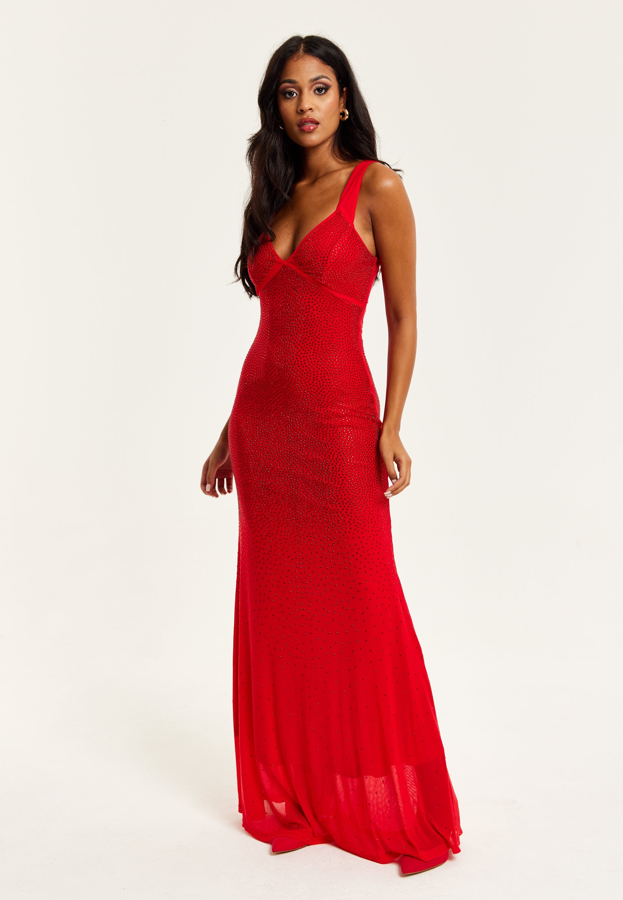 Women’s Maxi Dress in Red with Sleeveless Design and Open Back Detail, Perfectly Dazzling - Liquorish