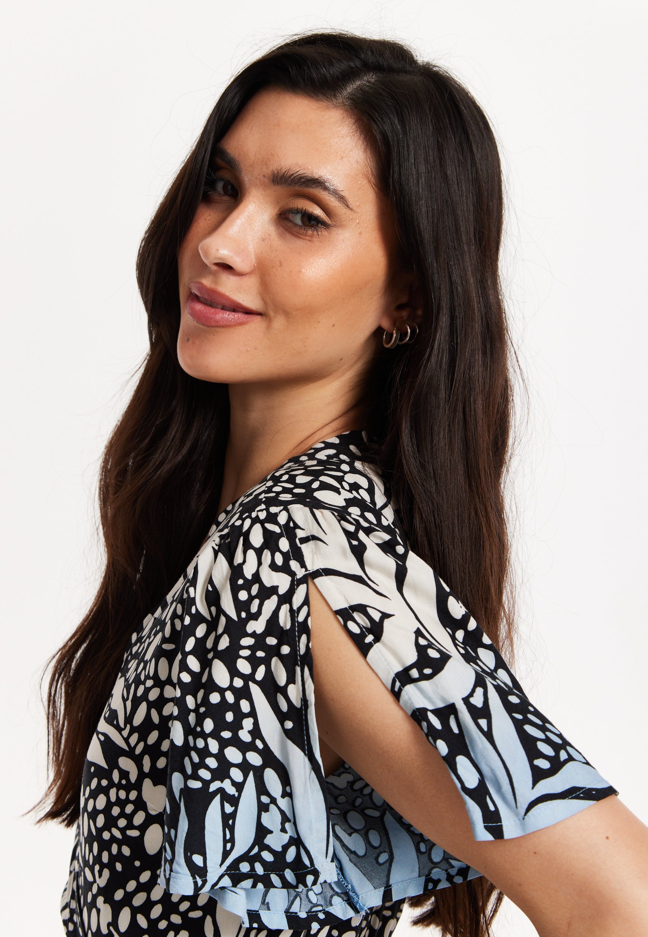 Printed Blue Dip Dye Wrap Midaxi Dress