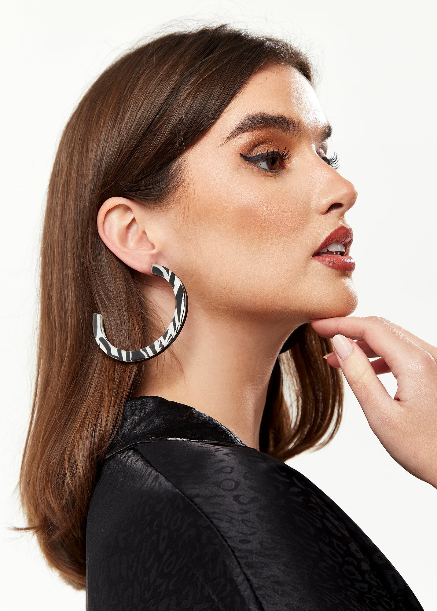 Divine Grace Large Zebra Stripe Hoops with Mother of Pearl