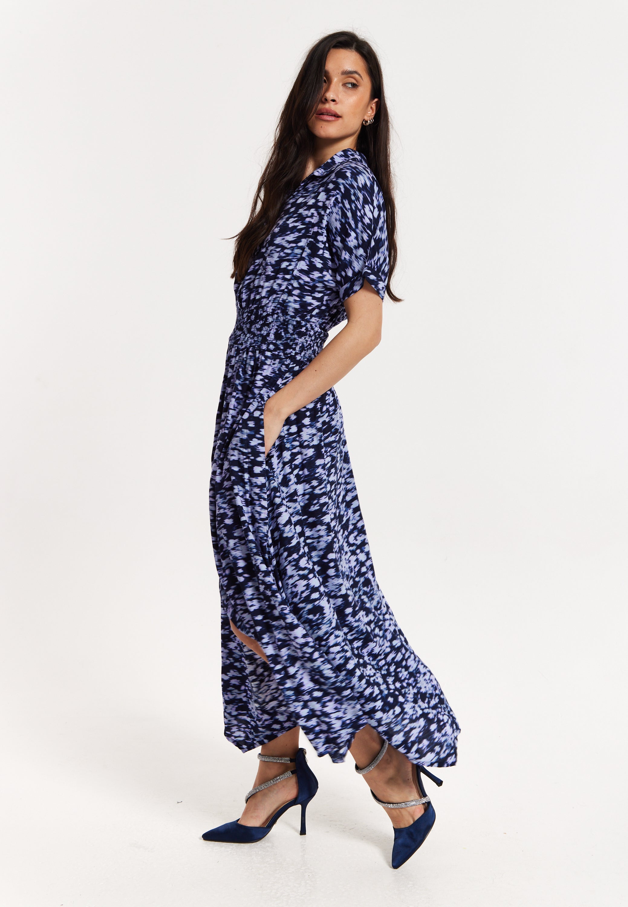 Abstract Printed Elasticated Waist Dress