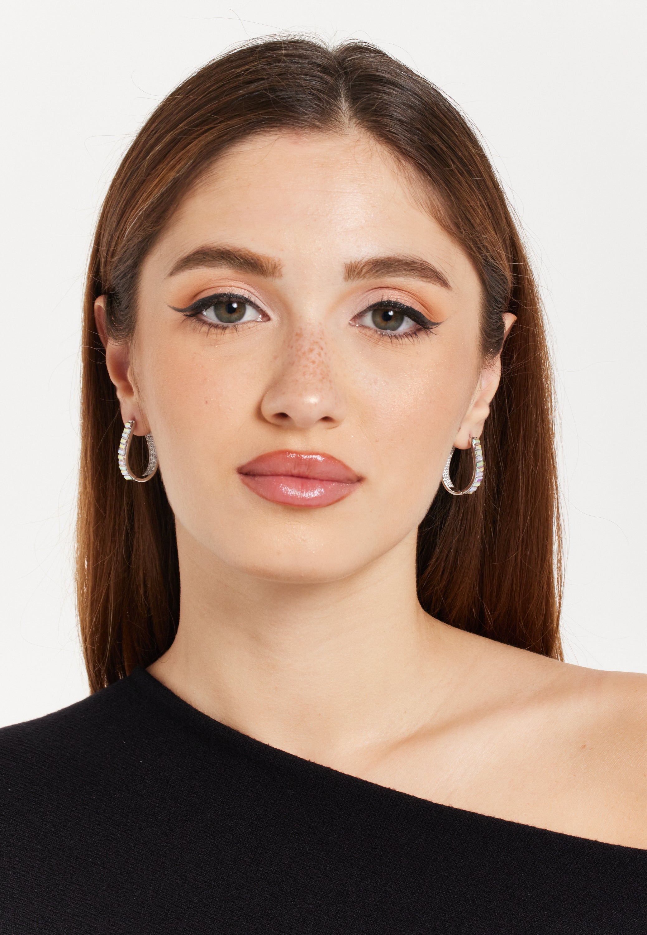 Crystal Oval Hoop Earrings