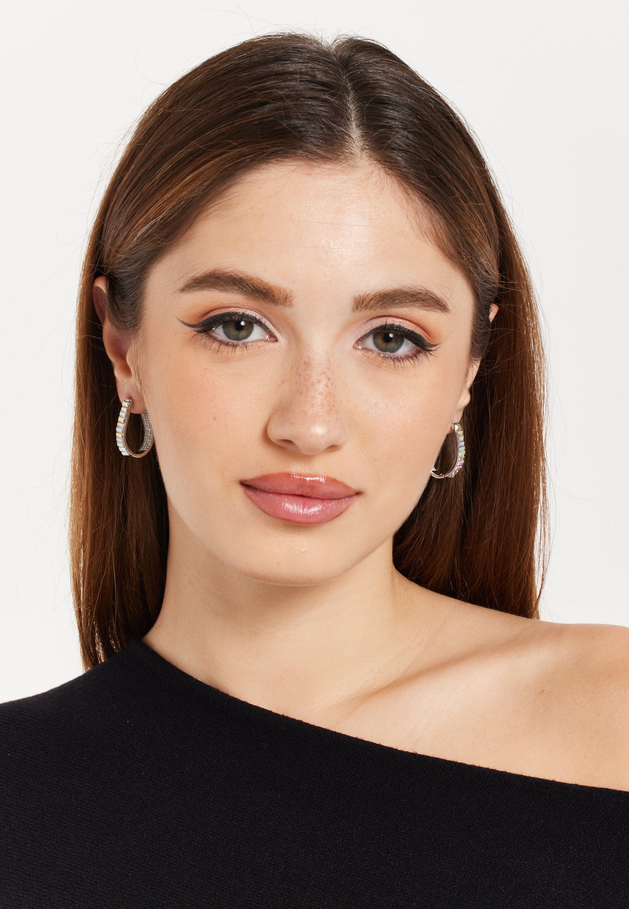 Crystal Oval Hoop Earrings