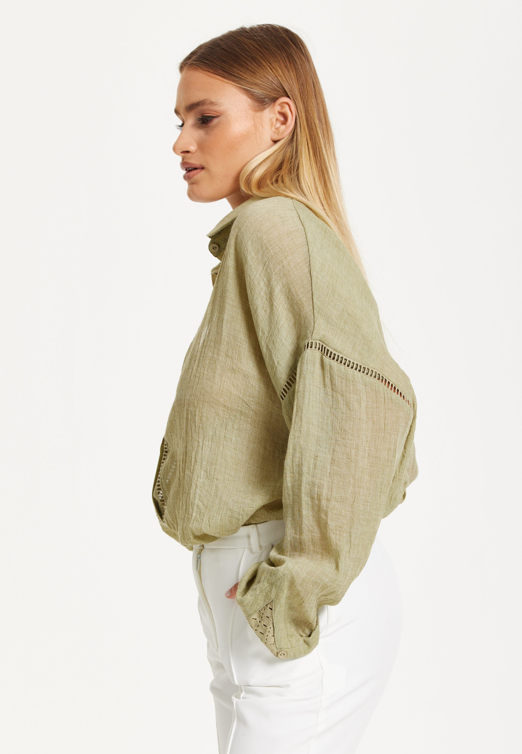 Khaki Sheer Relaxed Fit Shirt