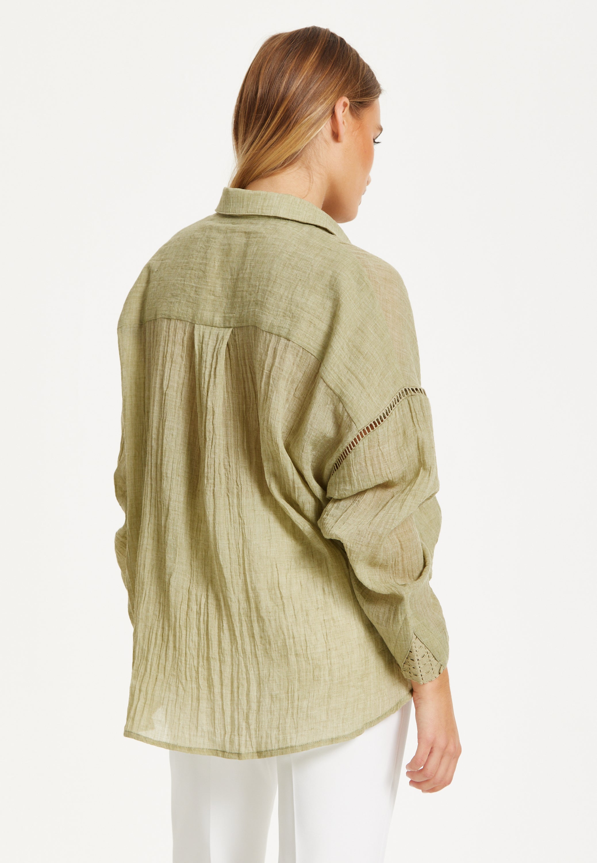 Khaki Sheer Relaxed Fit Shirt