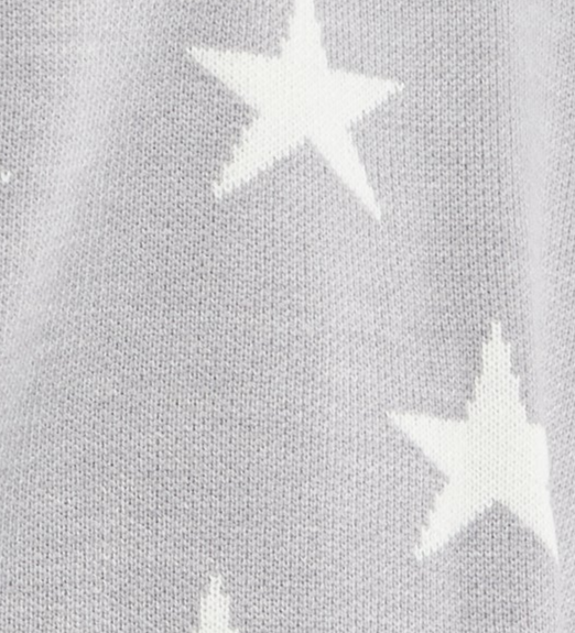 Women's Cardigan in Grey & White with Star Pattern, Button Front, Regular Fit - Liquorish