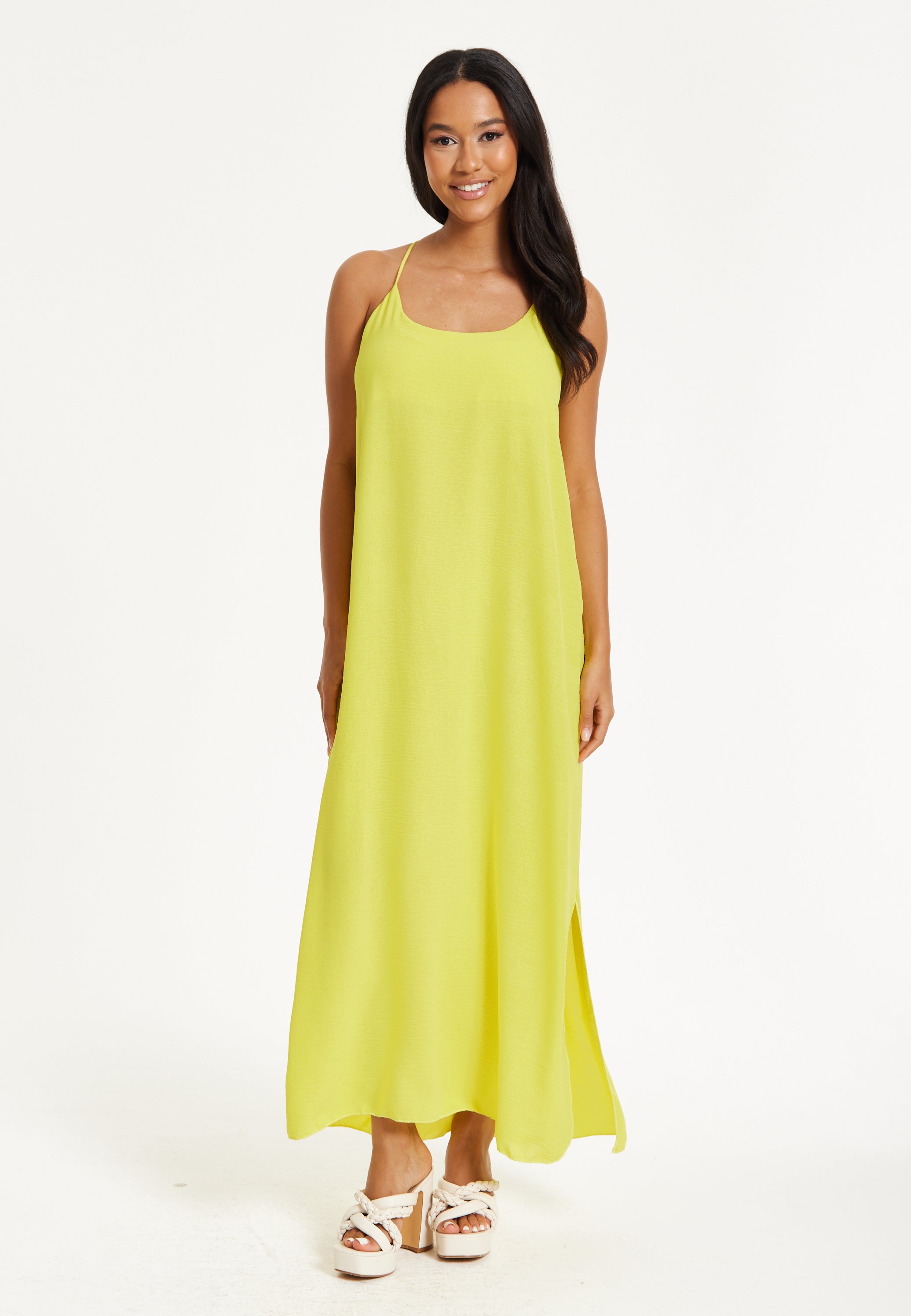 Yellow Cross-Back Maxi Dress