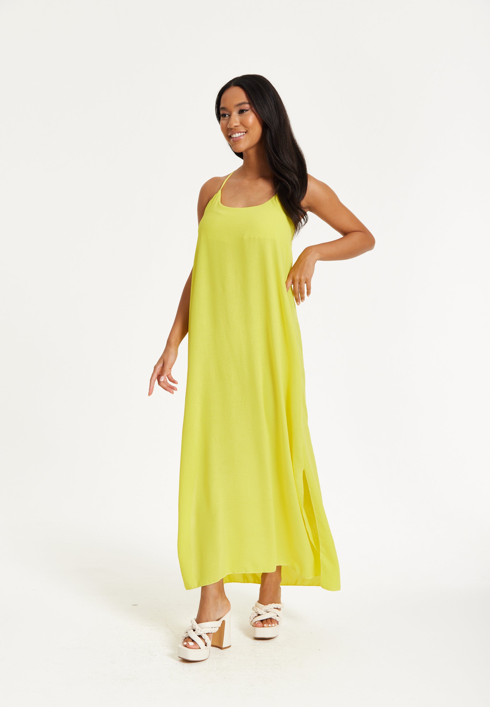 Yellow Cross-Back Maxi Dress