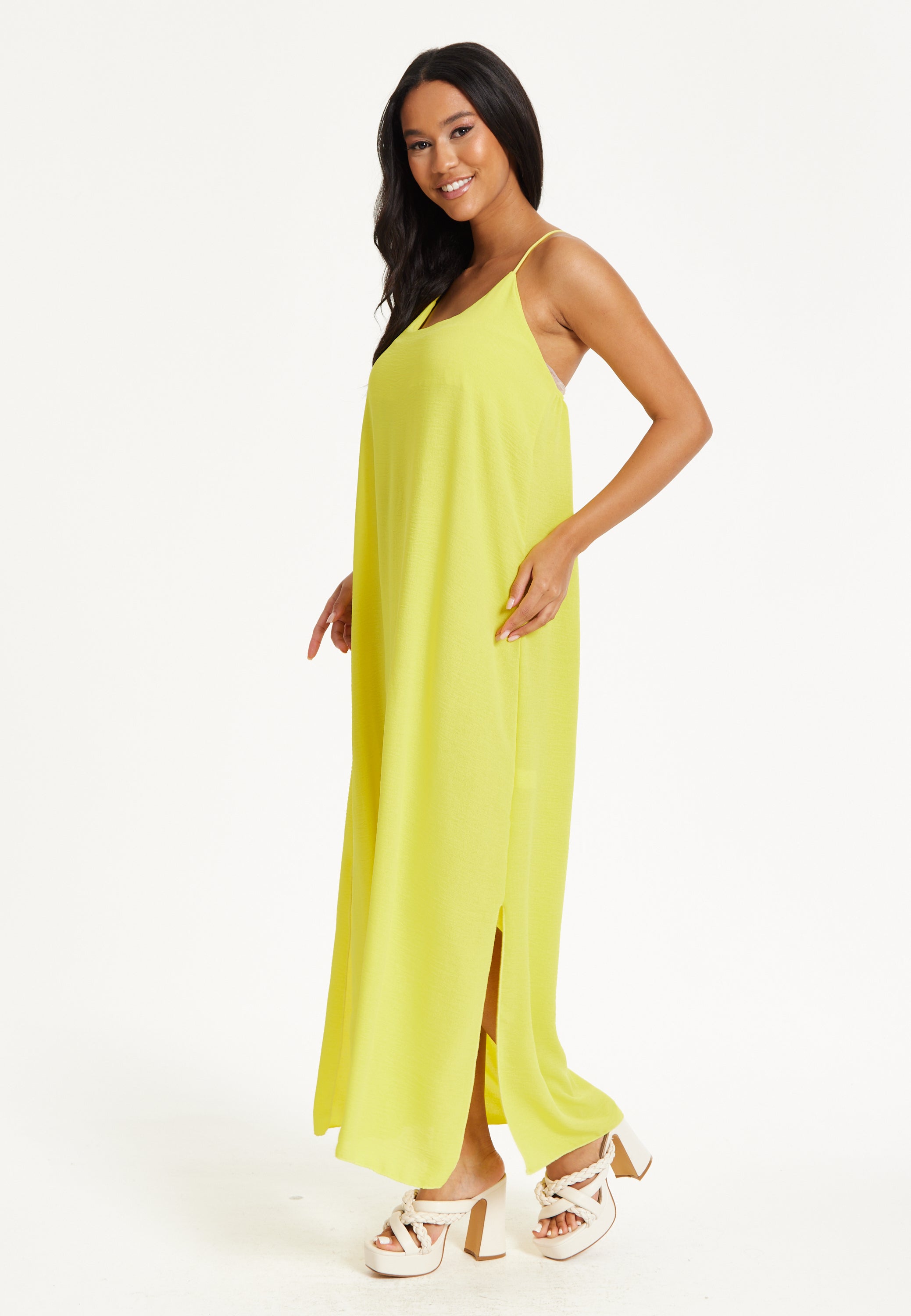 Yellow Cross-Back Maxi Dress