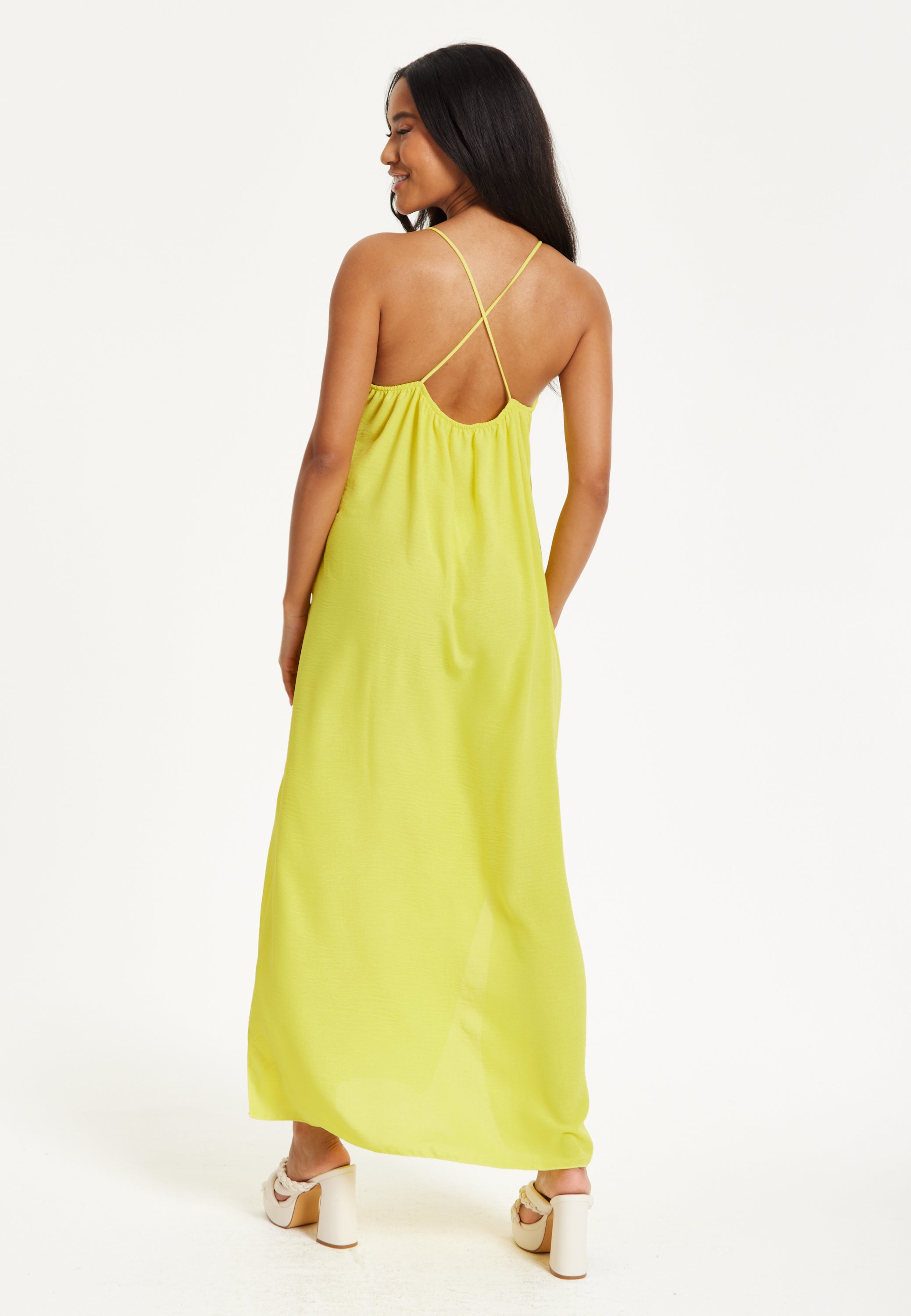 Yellow Cross-Back Maxi Dress