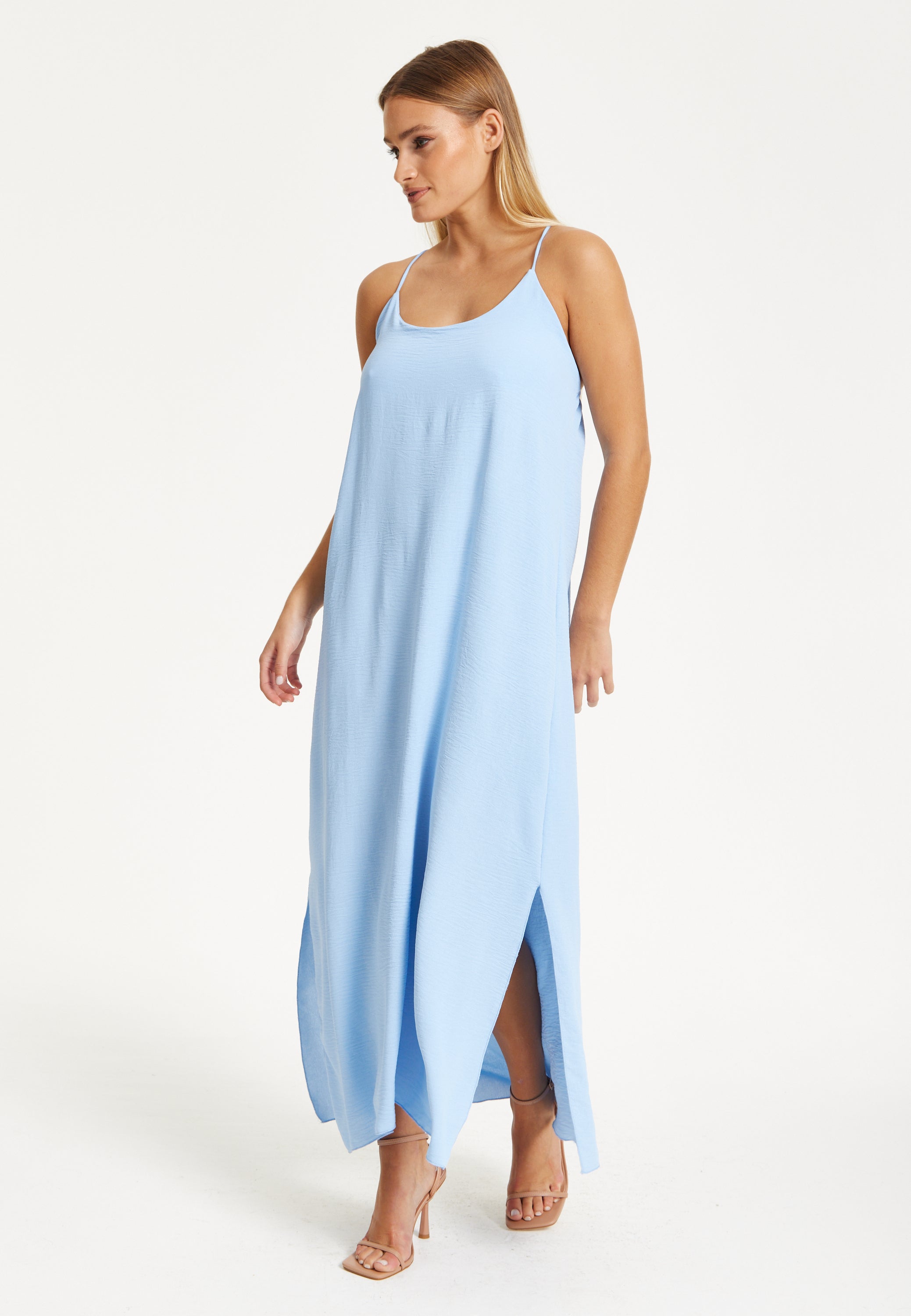 Light Blue Cross-Back Maxi Dress