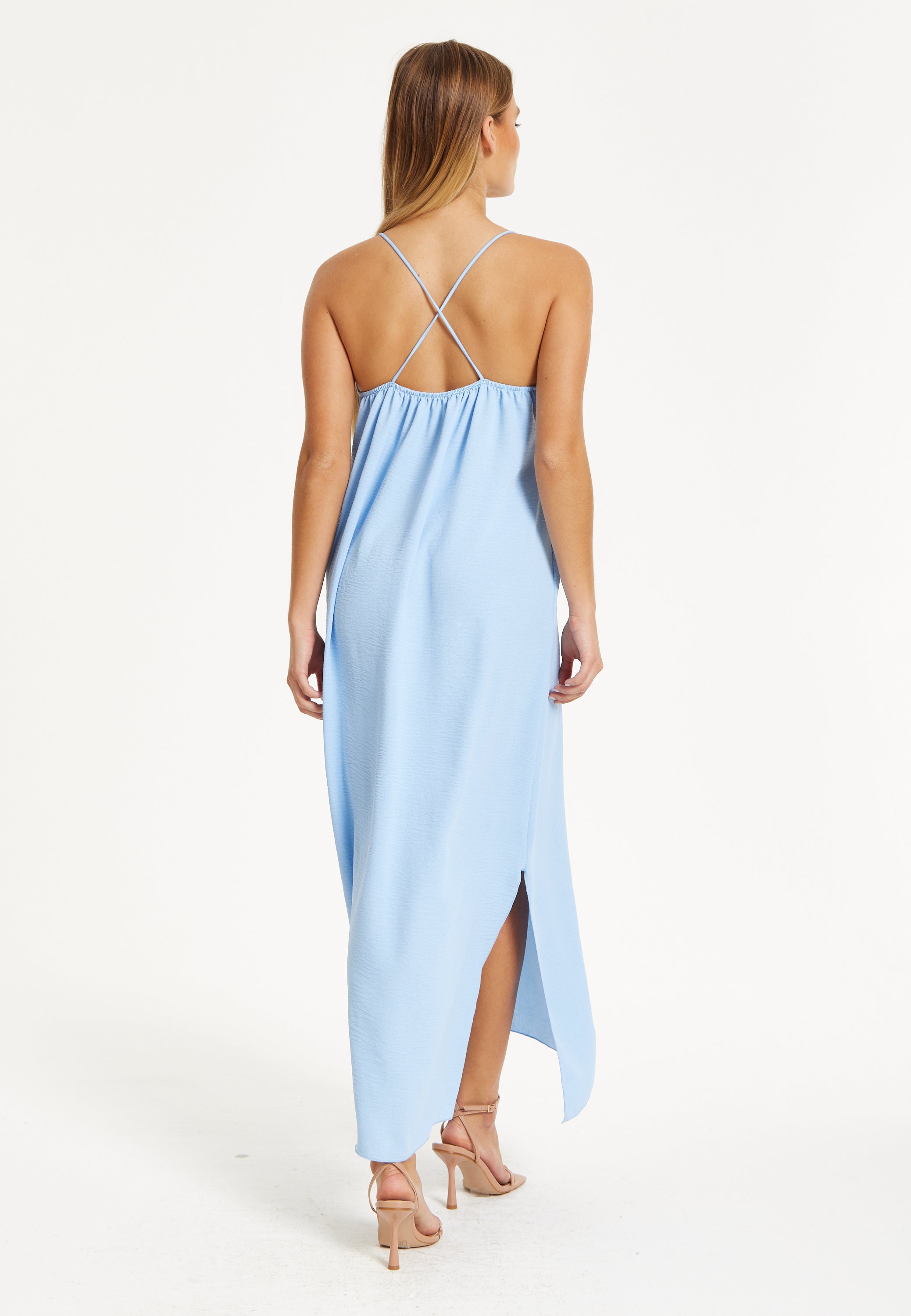 Light Blue Cross-Back Maxi Dress