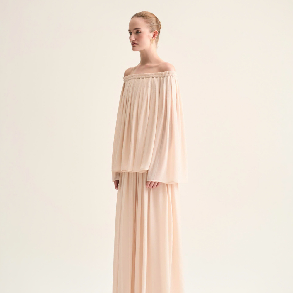 Alba chiffon maxi skirt from studio clothing shop for elegant looks. Shop Now!