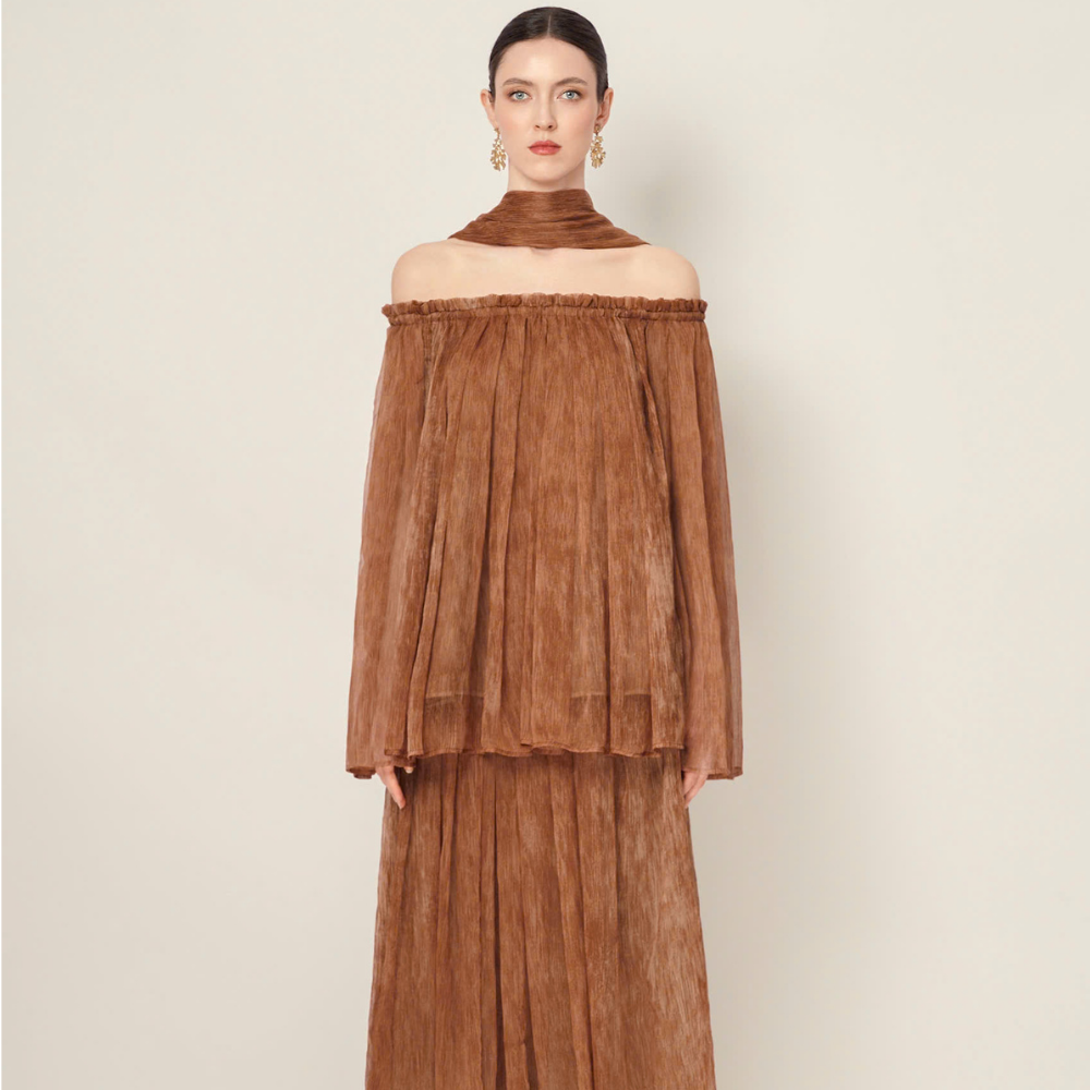 Alba chiffon maxi skirt from studio clothing shop for elegant looks. Shop Now!