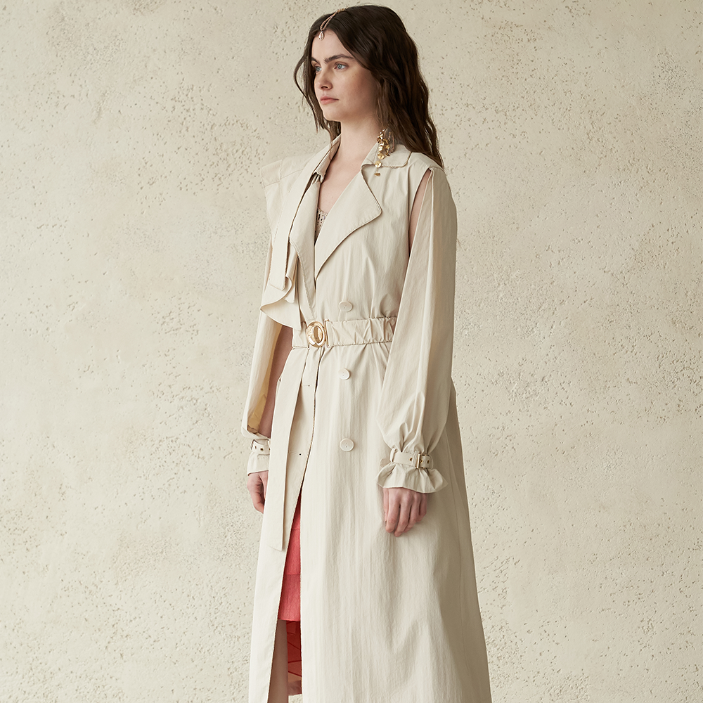Ivory colored trench coat