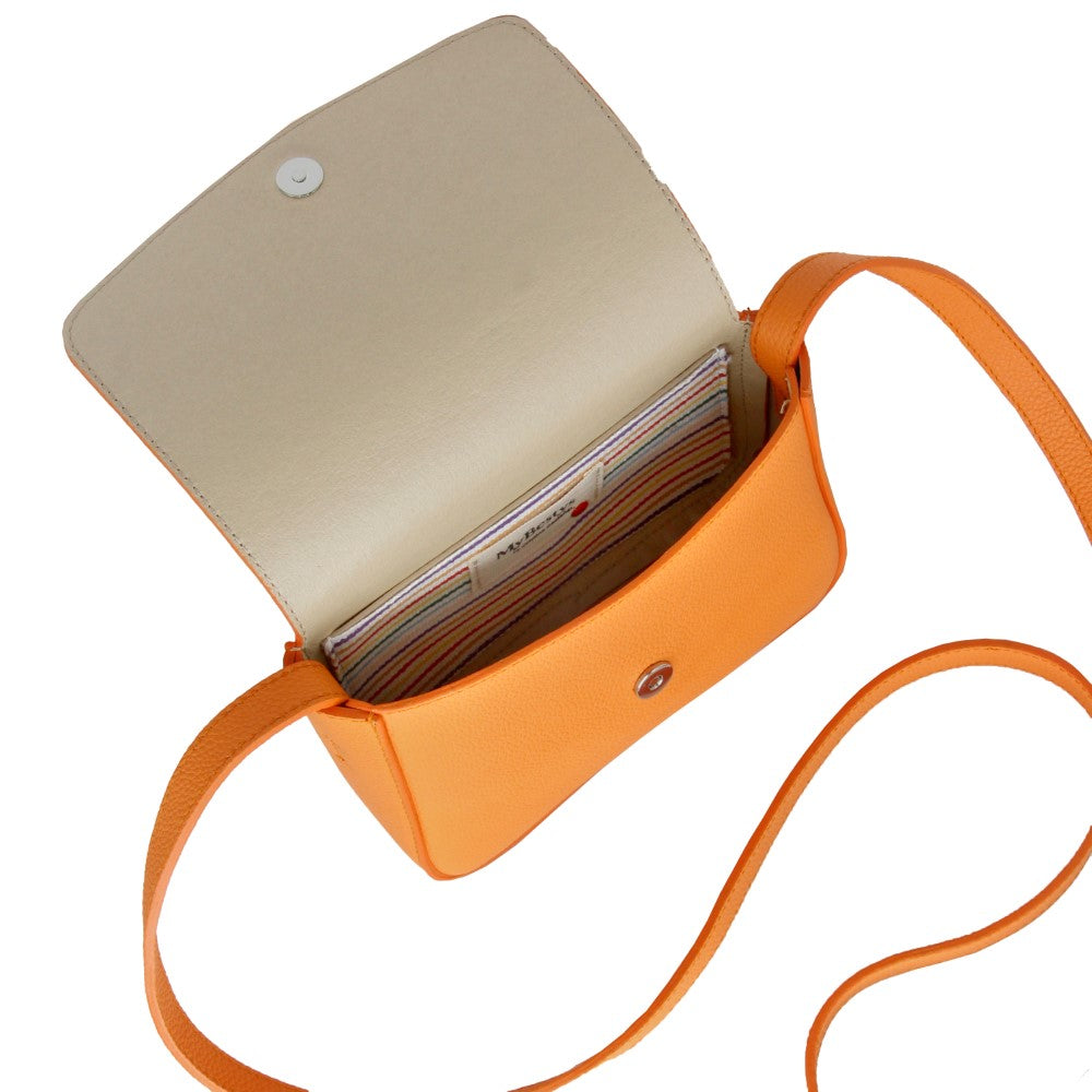 Discover Bandolera Orange Leather crossbody bag for women. Shop Now!