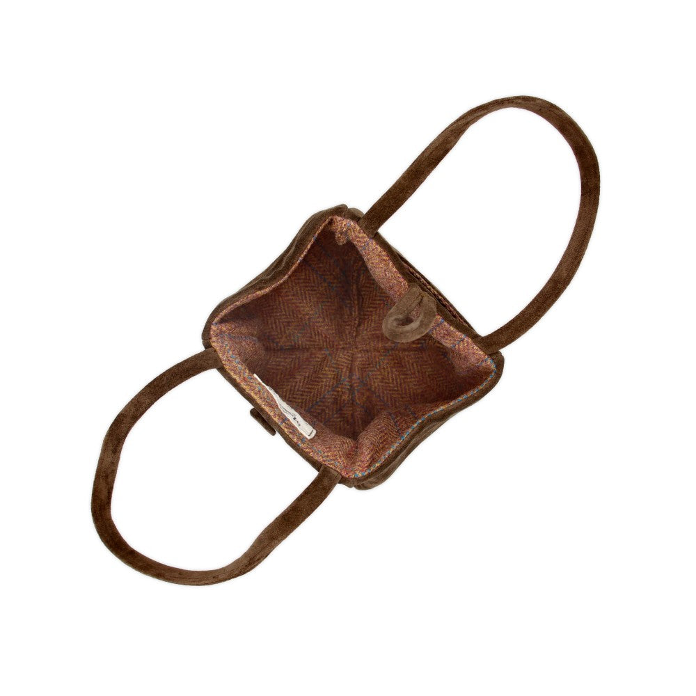 Elevate your style with Bombonera Camel Suede shoulder bag full of beauty Shop Now!