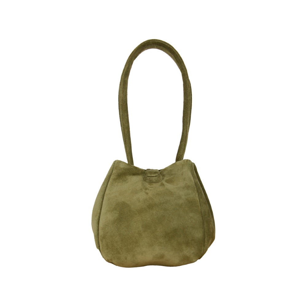 Timeless Bombonera Green Suede shoulder bag designed for graceful style Shop Now!