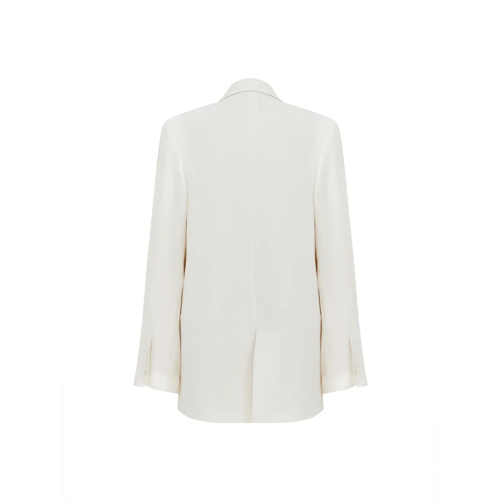 Boxy Oversize Crepe Blazer in Blanche