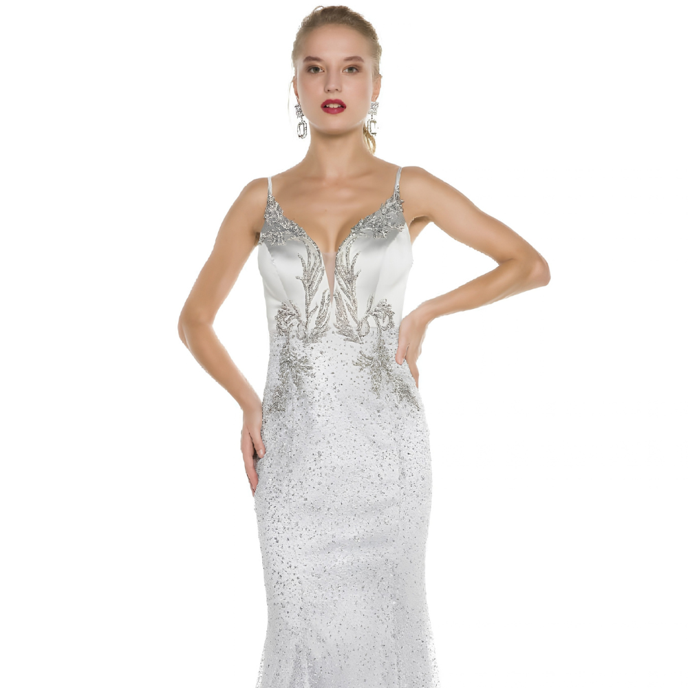Shop the Brianna embellished mermaid dress with hand-sewn beads, sequins, intricate embroidery, and a fitted boned bodice. Perfect for special occasions. Shop online from our exclusive website.