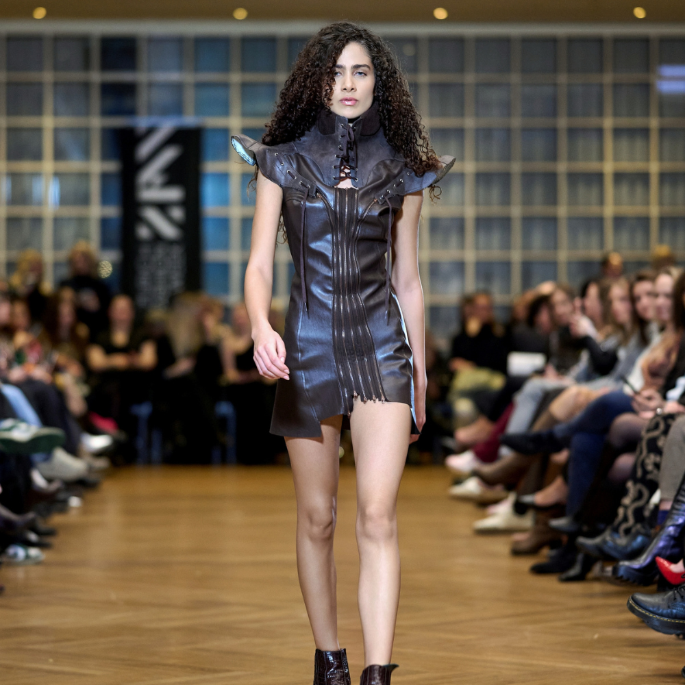 Brown Upcycled Leather Mini Dress